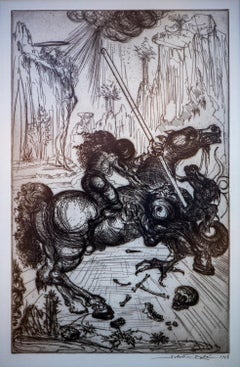 St. George and the Dragon Salvador Dali original signed 1947 etching