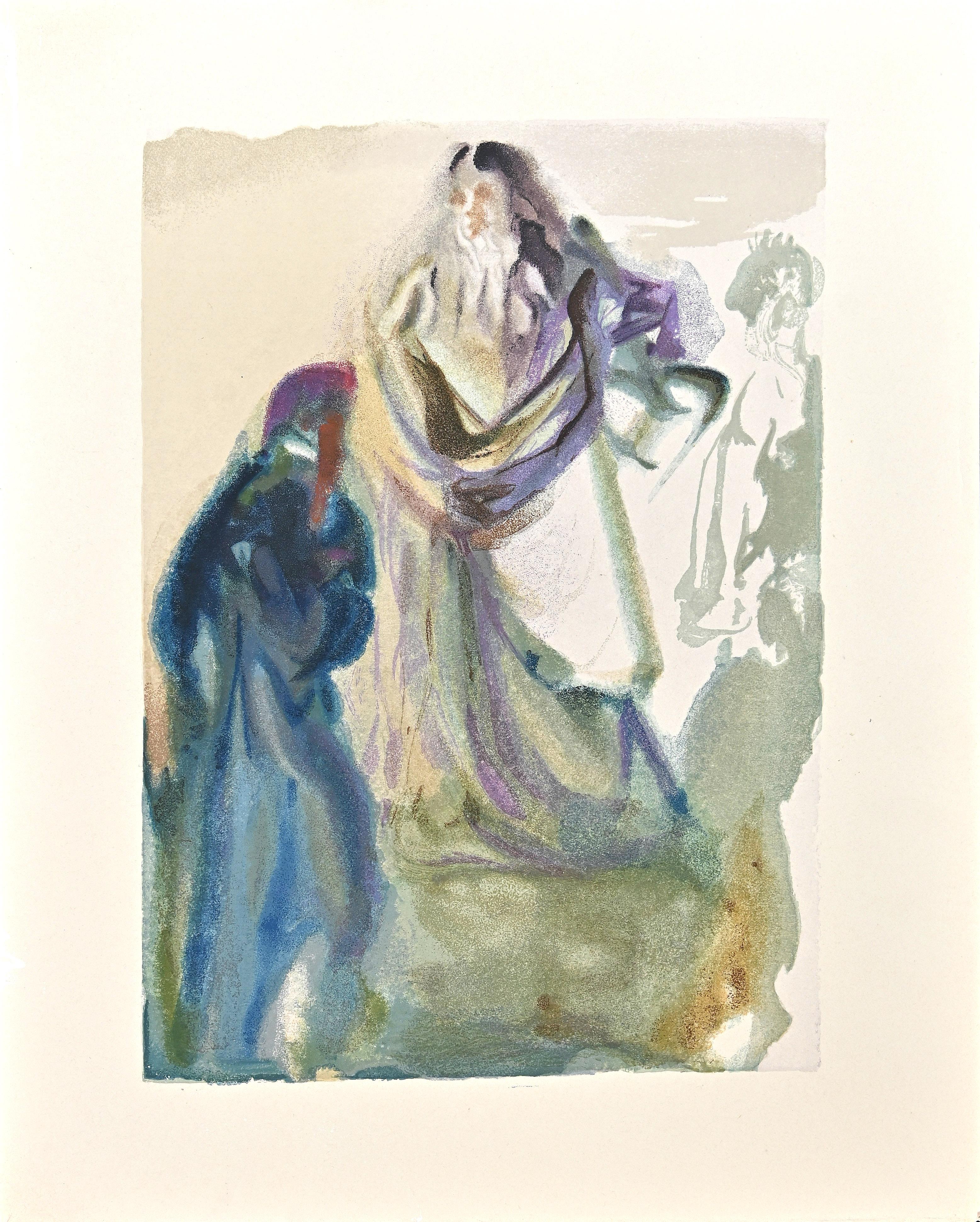 St. Peter and Dante - Woodcut Print - 1963