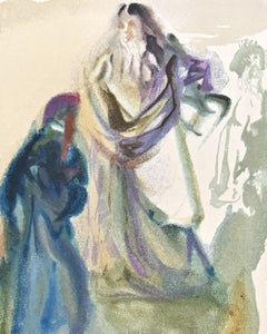 St. Peter and Dante - Woodcut Print - 1963