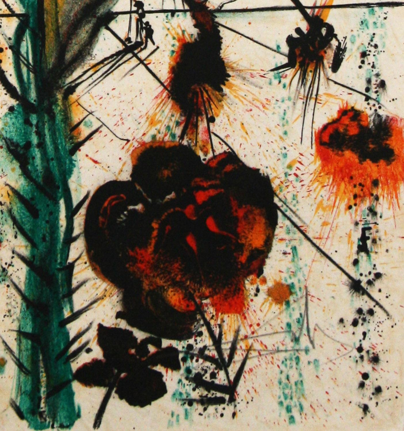 Sun Goddess Flower, Originallithographie von Salvador Dali (Beige), Landscape Print, von Salvador Dalí