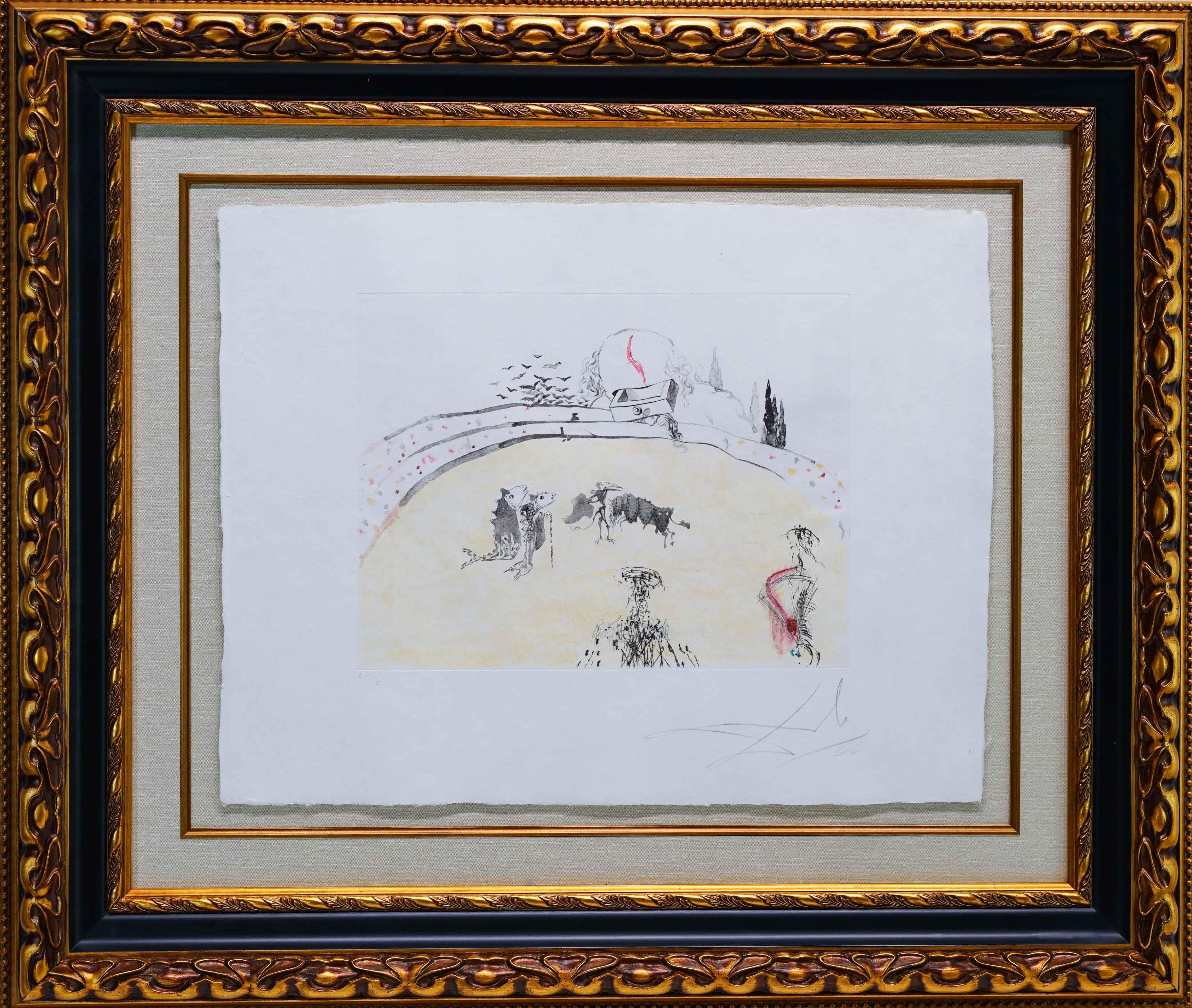 Salvador Dalí Landscape Print - Surrealist Bullfight "Bullfight with Drawer"