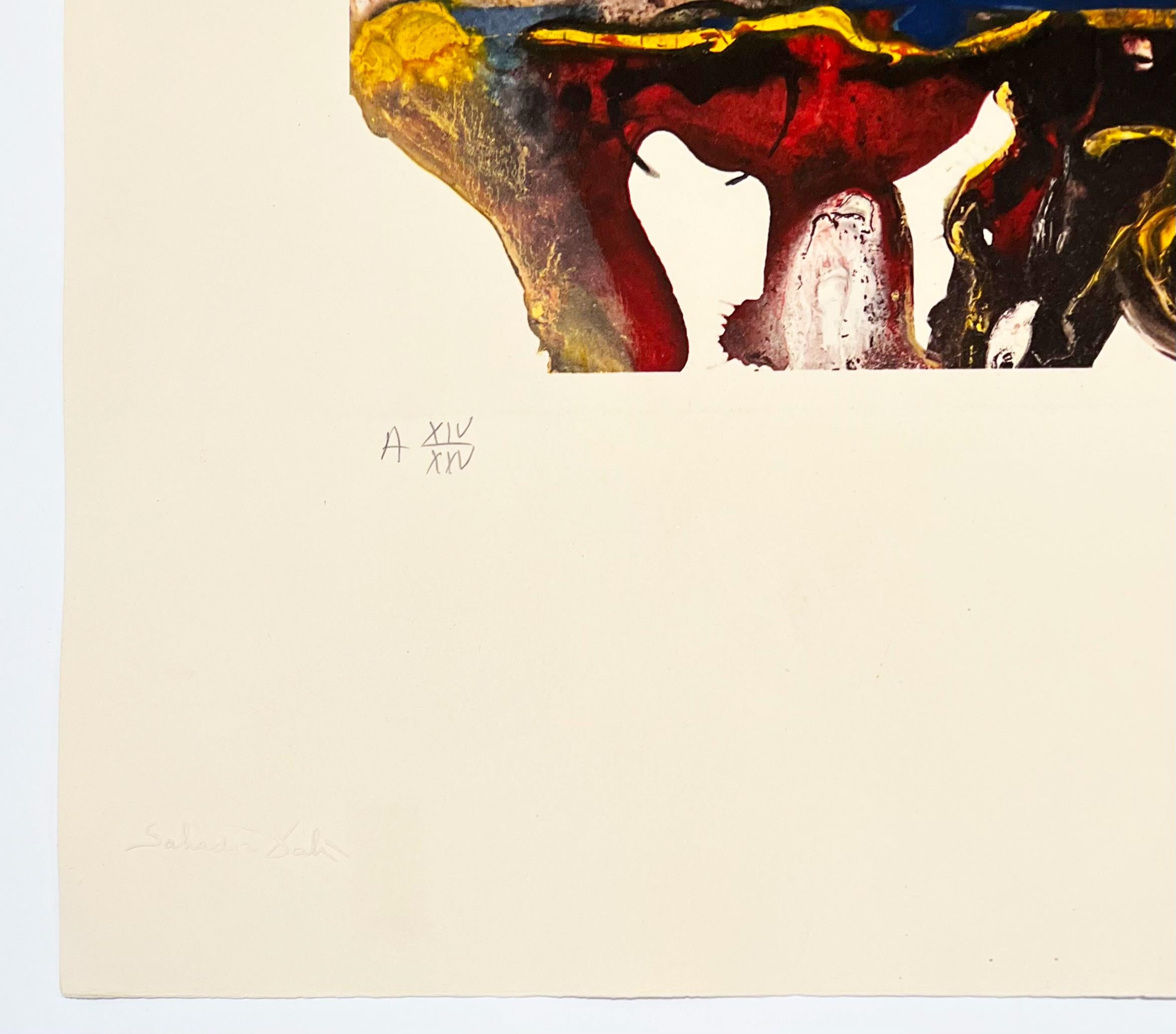 Artist: Salvador Dali
Title: Surrealist Gastronomy
Portfolio: Memories of Surrealism
Medium: Etching and photolithograph
Date: 1971
Edition: AP XIV/XXV (artist's proof 14/25, aside from the edition of 175)
Sheet Size: 29 3/4