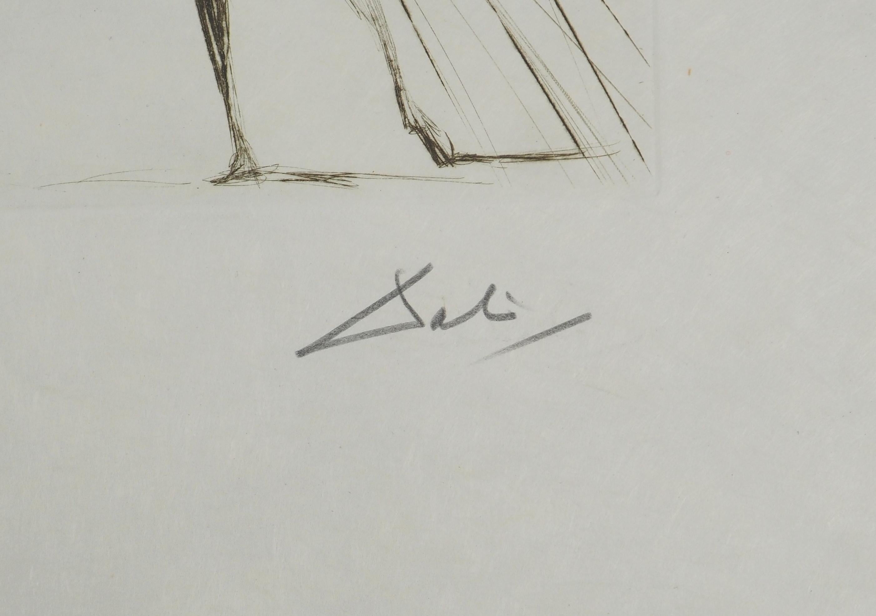 Surrealist Kiss, Tristan & Iseult - Original Etching Handsigned (Field #70-10 A) - Print by Salvador Dalí