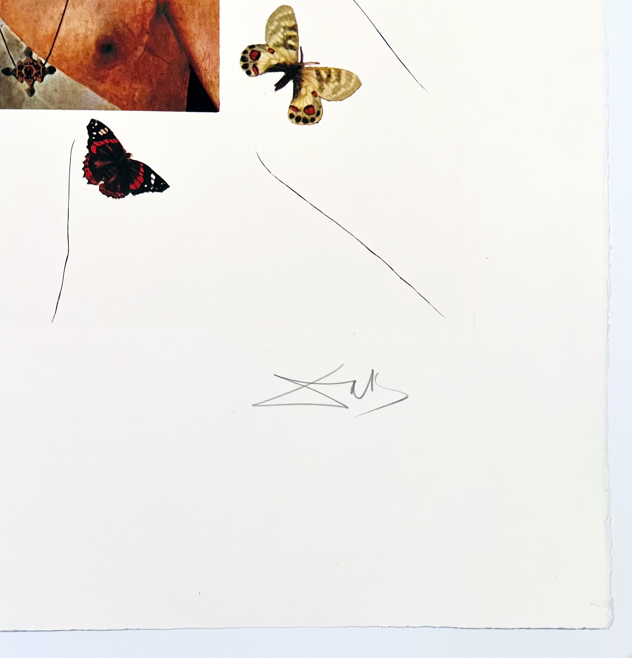 Artist: Salvador Dali
Title: Surrealist Portrait of Dali Surrounded by Butterflies
Portfolio: Memories of Surrealism
Medium: Etching and photolithograph
Date: 1971
Edition: AP XIV/XXV (artist's proof 14/25, aside from the edition of 175)
Sheet Size: