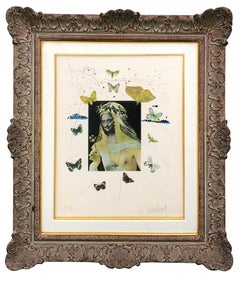 Retro SURREALISTIC PORTRAIT OF DALI SURROUNDED BY BUTTERFLIES