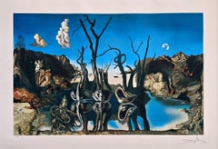 Swans Reflecting Elephants (Surrealism, Modern, Vibrant, Dreamy, ~42% OFF)