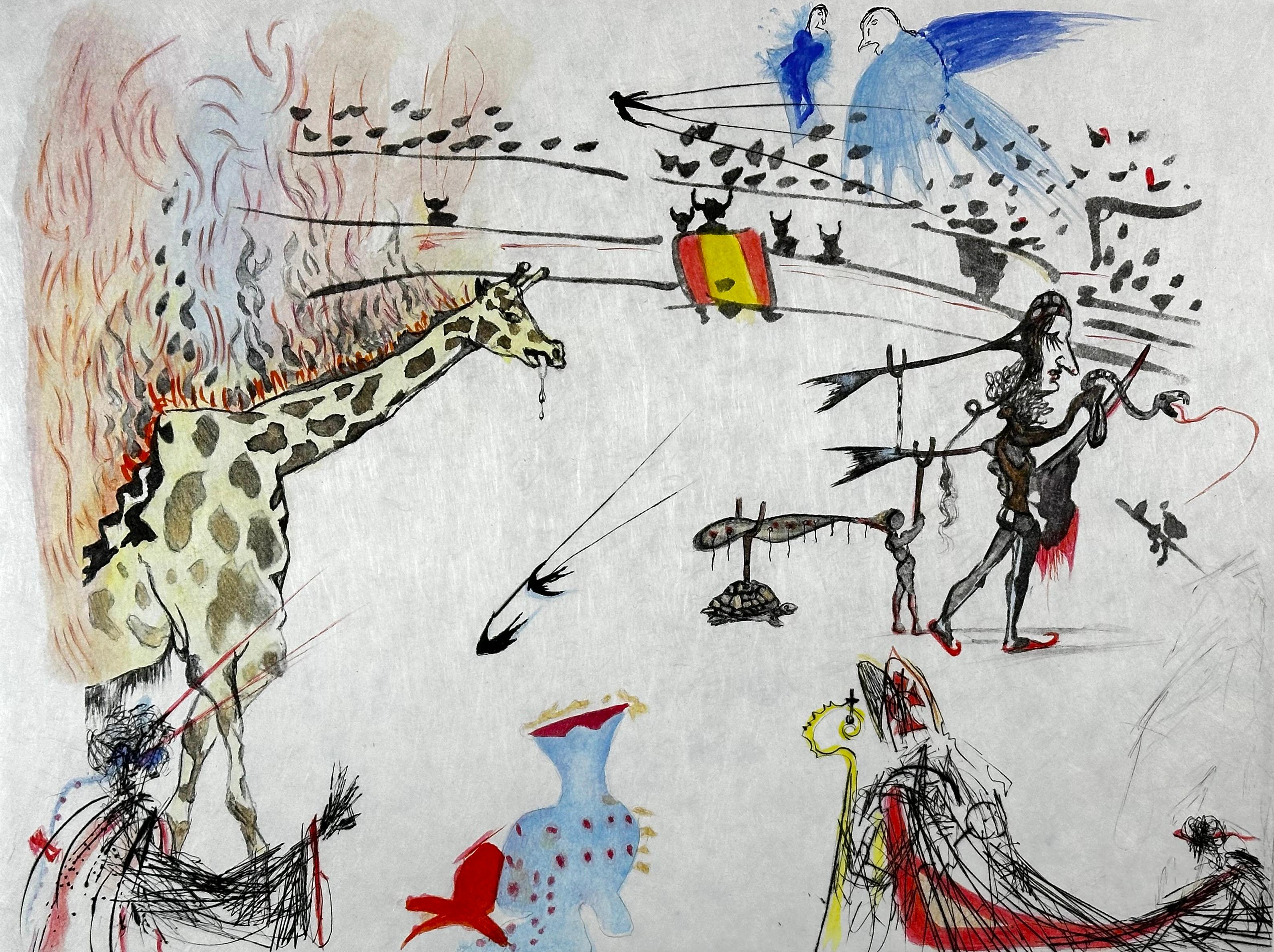 Le girafe au feu de Tauramachie surréaliste  - Print de Salvador Dalí