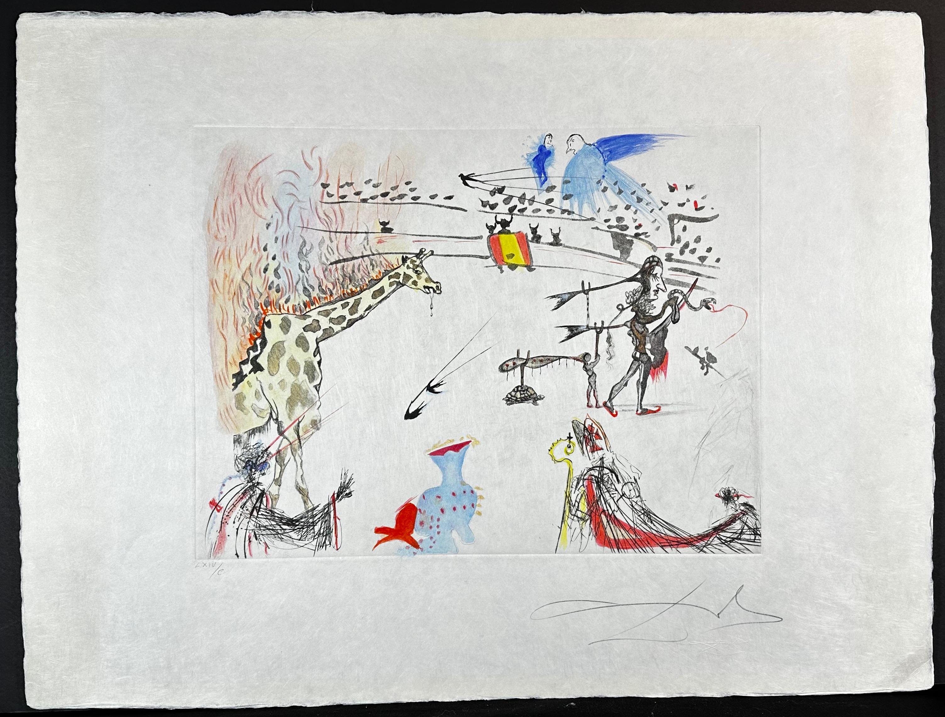 Figurative Print Salvador Dalí - Le girafe au feu de Tauramachie surréaliste