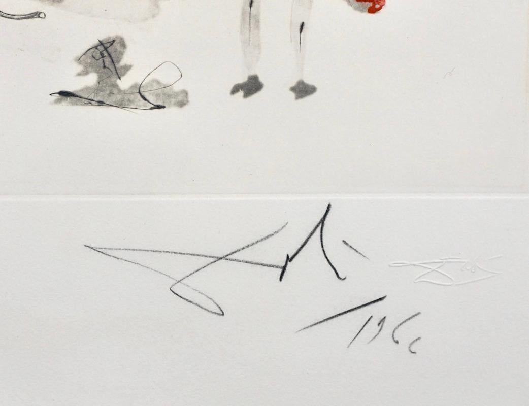 
ARTIST: Salvador Dali

TITLE: Tauramachi Surrealiste The Parrots 

MEDIUM: Etching

SIGNED: Hand Signed 

PUBLISHER: Pierre Argillet, Paris 

EDITION NUMBER: 149/150

MEASUREMENTS: 25.75