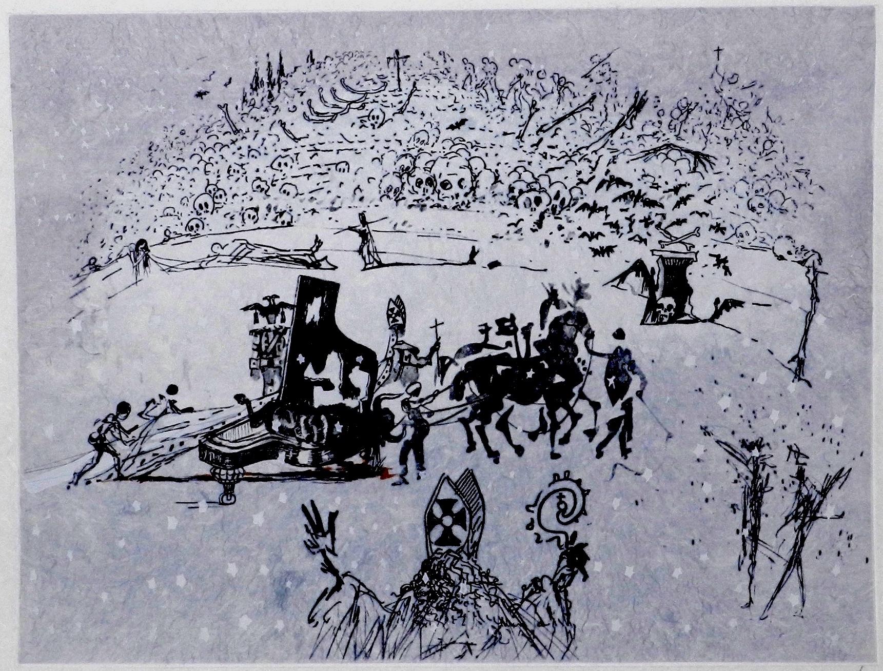 Tauramachie Surrealistisches Klavier im Schnee  – Print von Salvador Dalí