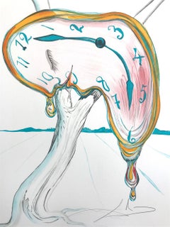 Horloge tournante du temps:: lithographie signée à la main sur papier Arches:: surréalisme