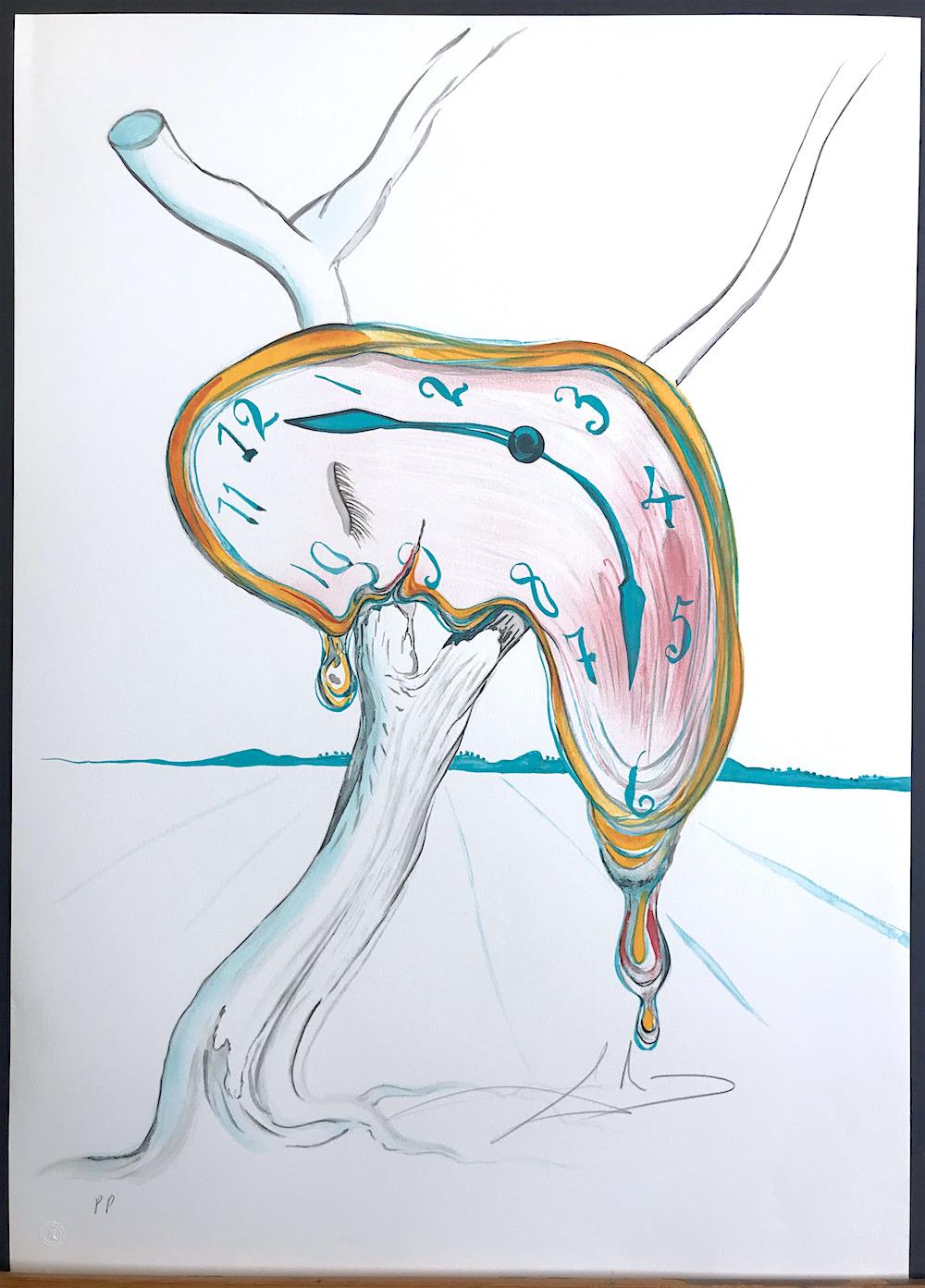 TEAR OF TIME Melting Clock, Hand Signed Lithograph on Arches Paper, Surrealism - Surrealist Print by Salvador Dalí