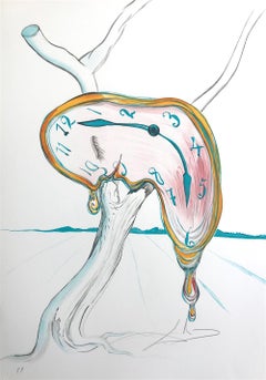 TEAR OF TIME Melting Clock, Hand Signed Lithograph on Arches Paper, Surrealism