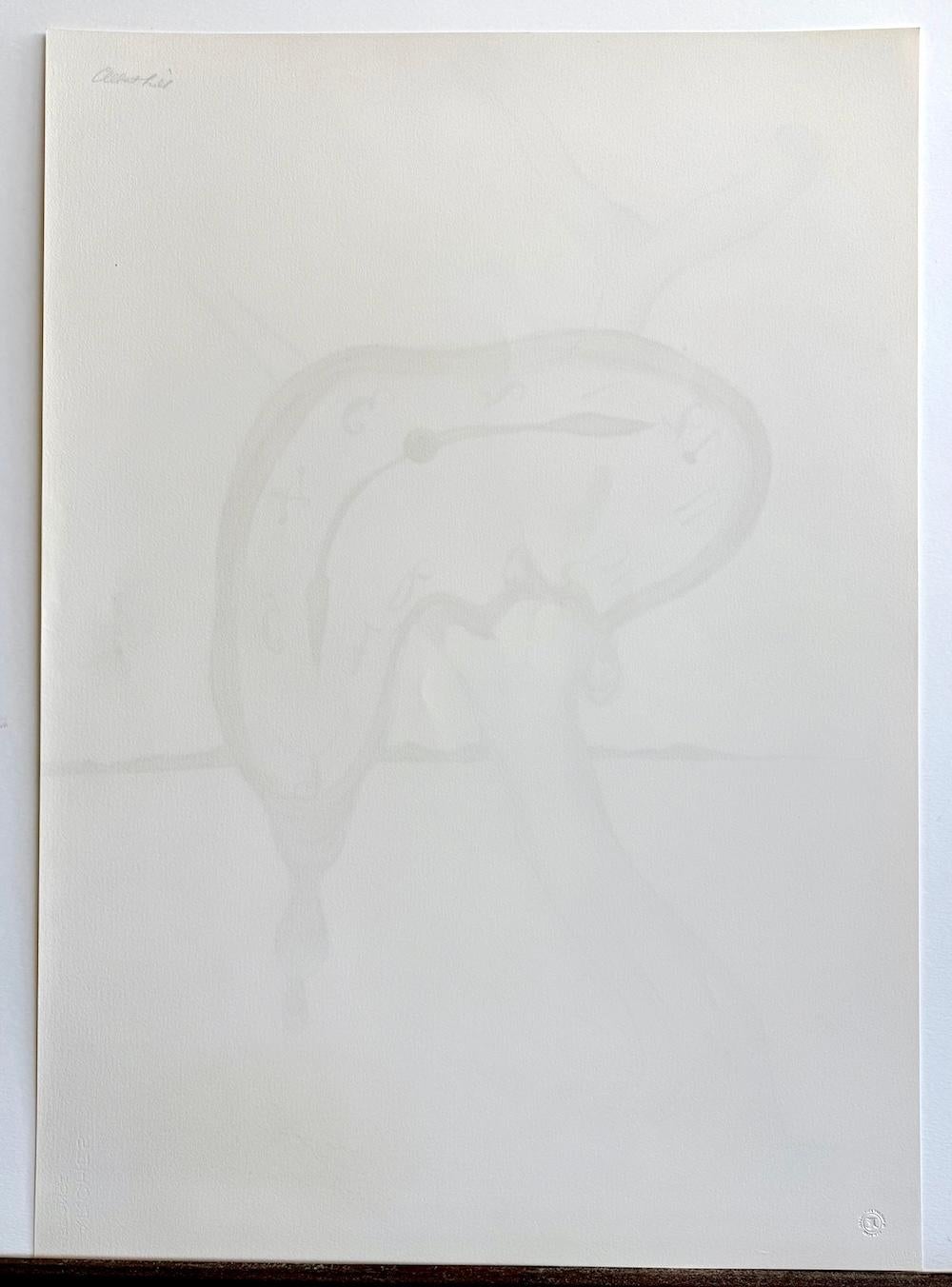 TEAR OF TIME (Melting Clock)Litografía firmada sobre papel Arches, Surrealismo en venta 3