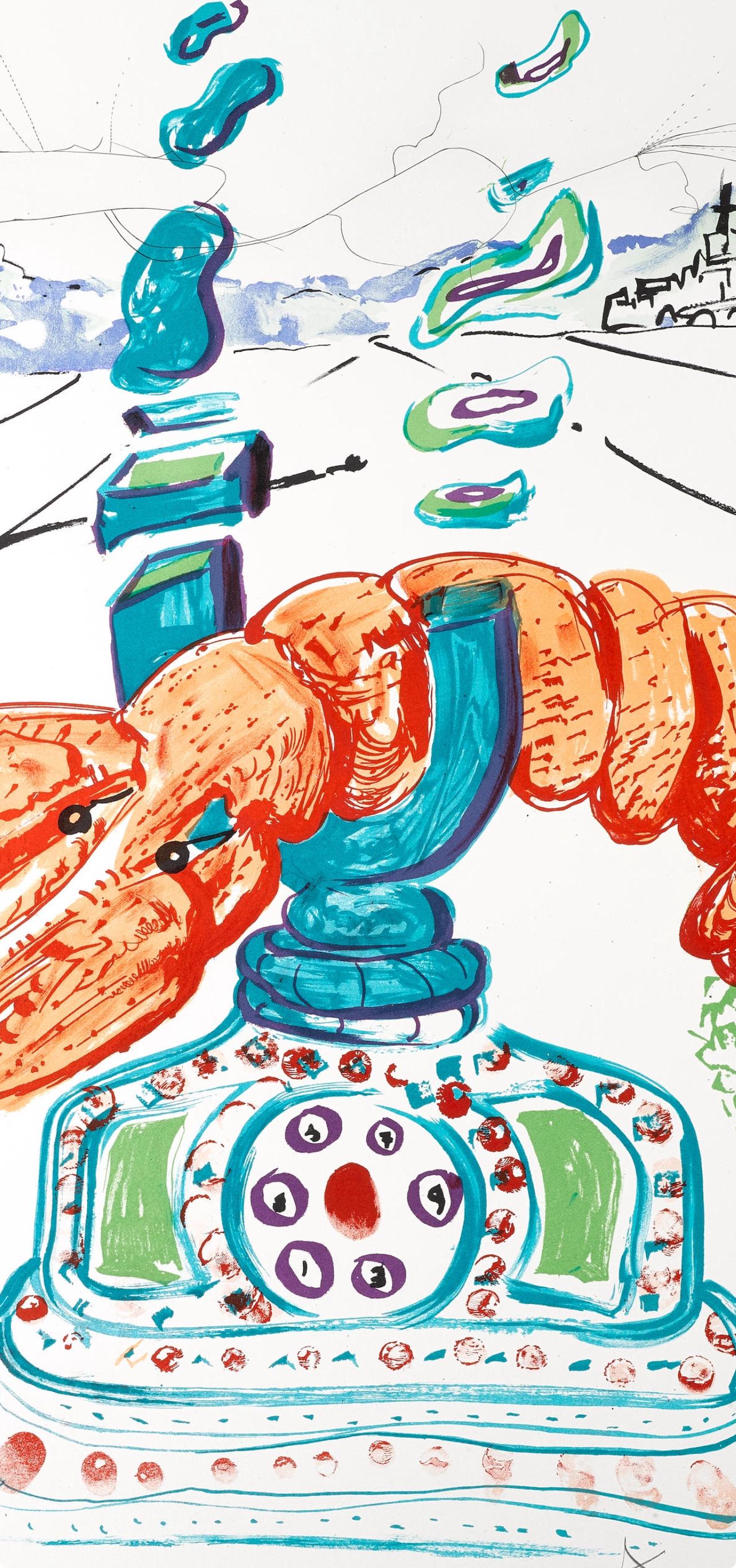 Téléphone-homard cybernétique (M/L 822-831; Feld 75-13) (Surrealismus), Print, von Salvador Dalí