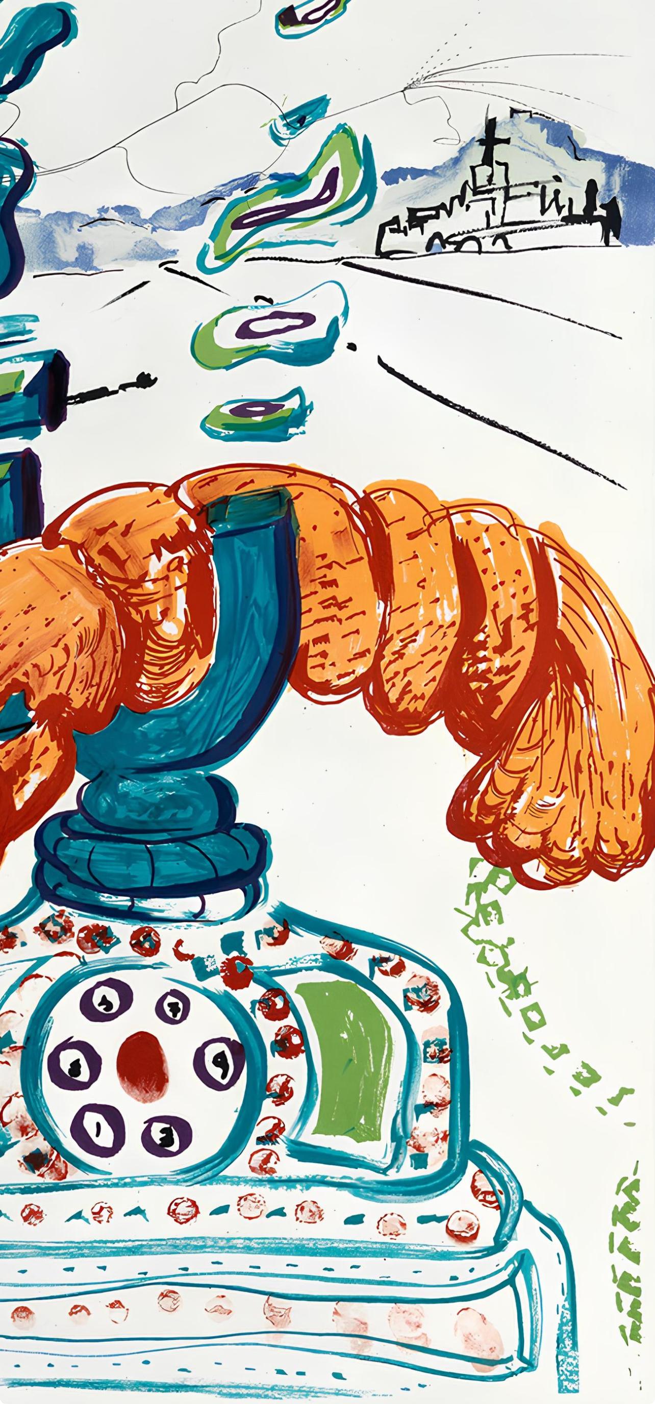 Téléphone-homard cybernétique (Michler/Löpsinger 822-831; Field 75-13) - Abstract Print Beige de Salvador Dalí