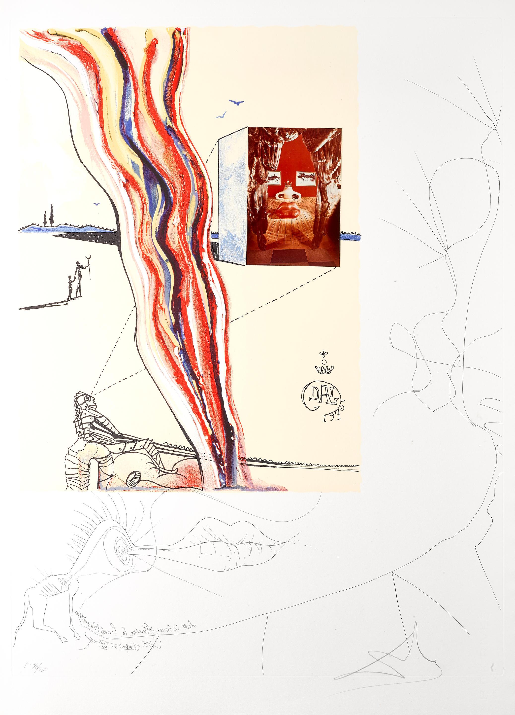 Salvador Dalí Landscape Print - Télévision liquide et gazeuse (M/L 822-831; Field 75-13)