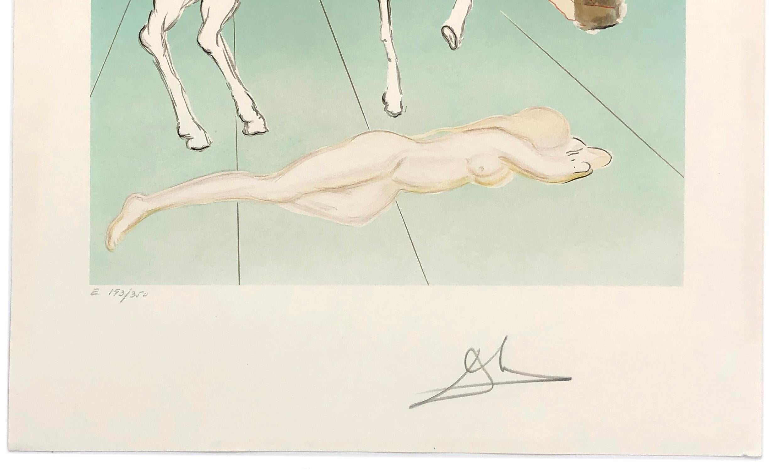 L'agonia dell'amore (L'Unicorno), litografia firmata a mano - Print di Salvador Dalí