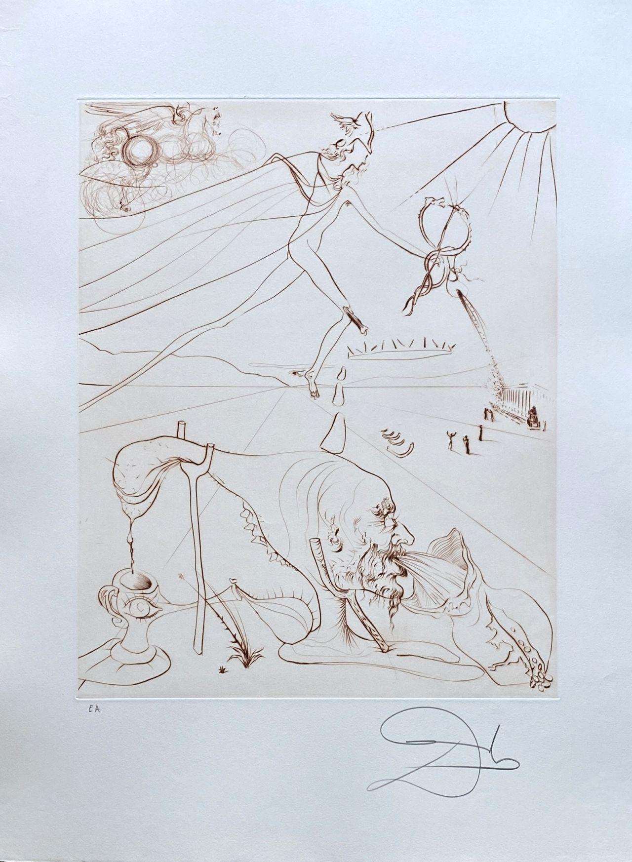 Salvador Dalí Landscape Print - The Alchemist - Original Etching Hand Signed #Lopsinger 581