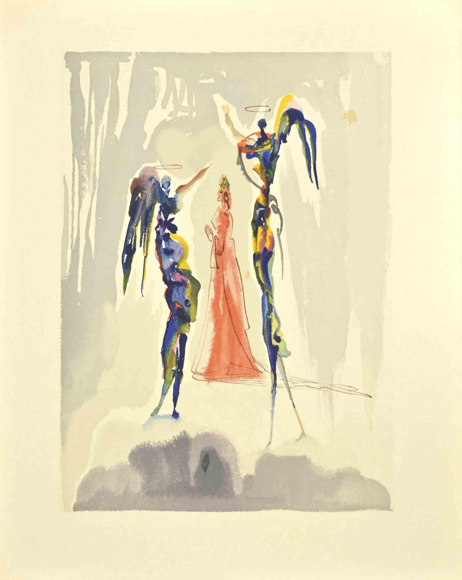 Salvador Dalí Figurative Print - The Angelus of the Empirean - Woodcut  - 1963