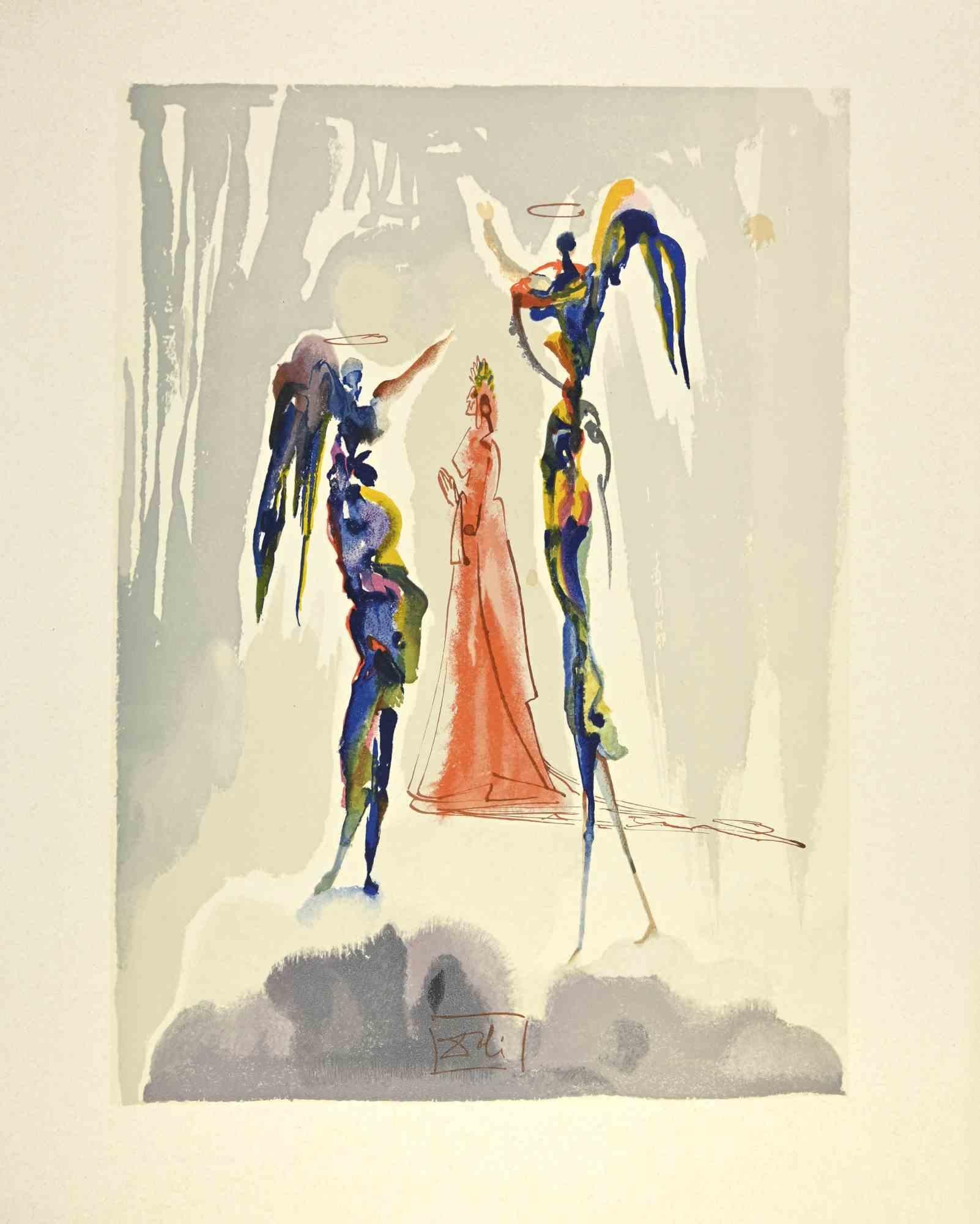 Salvador Dalí Figurative Print - The Angelus of the Empyrean - Woodcut - 1963