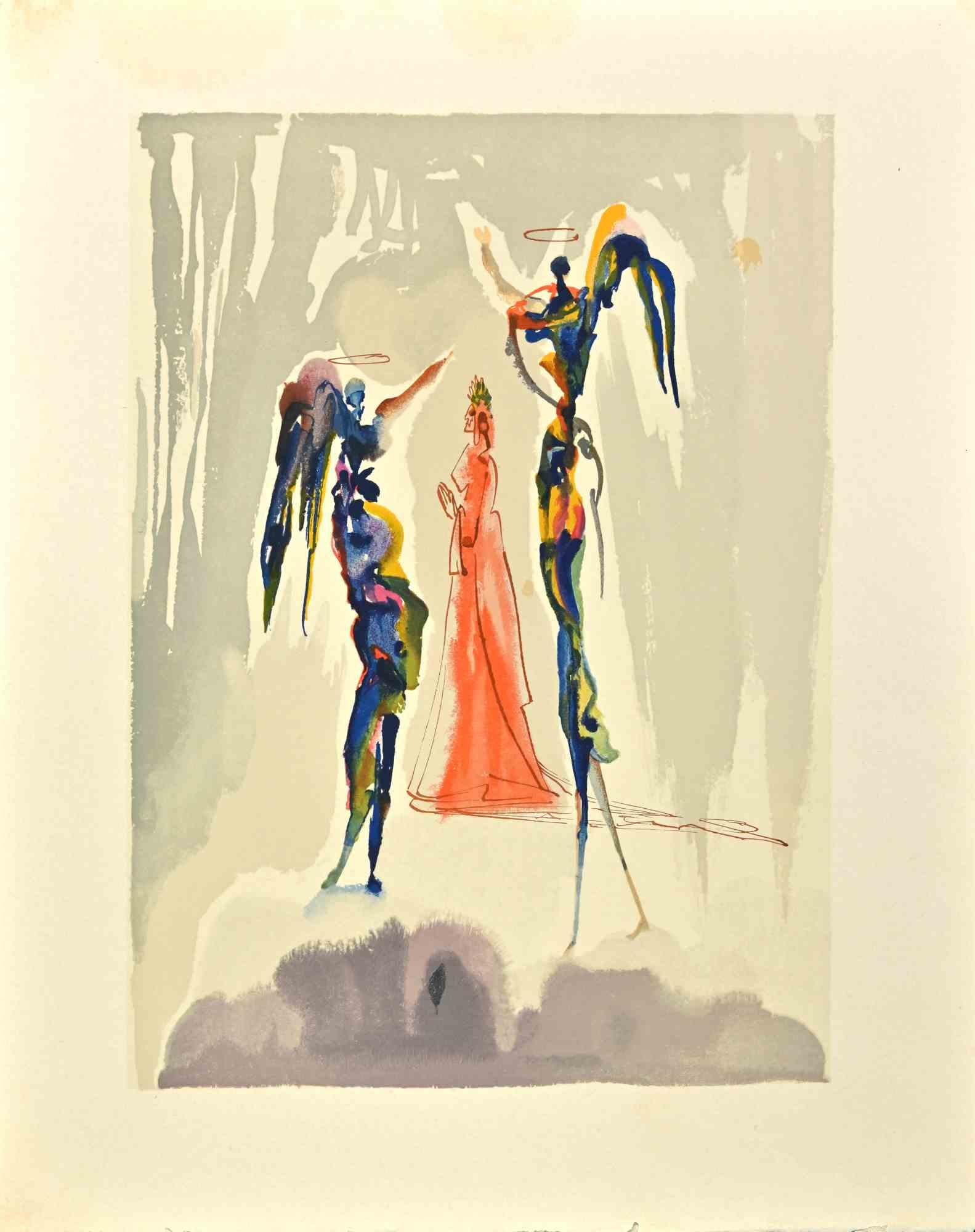 Salvador Dalí Figurative Print - The Angelus of the Empyrean - Woodcut attr. to Salvador Dali- 1963