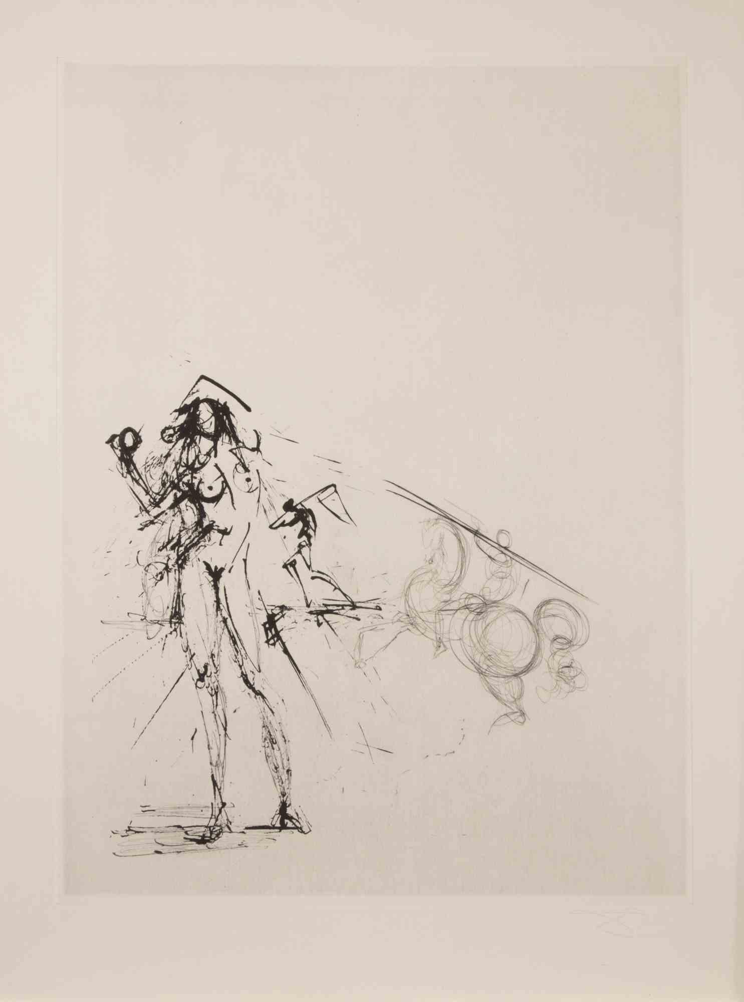 Figurative Print de Salvador Dalí - El pescador - Grabado  - 1968