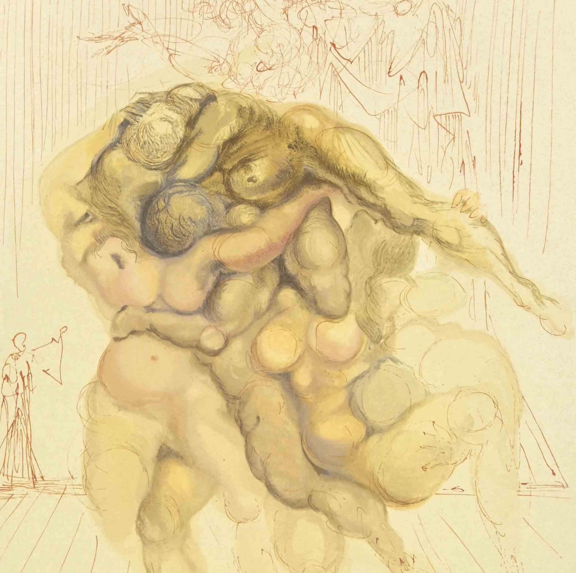 Gli arrabbiati - Woodcut - 1963 - Print di Salvador Dalí
