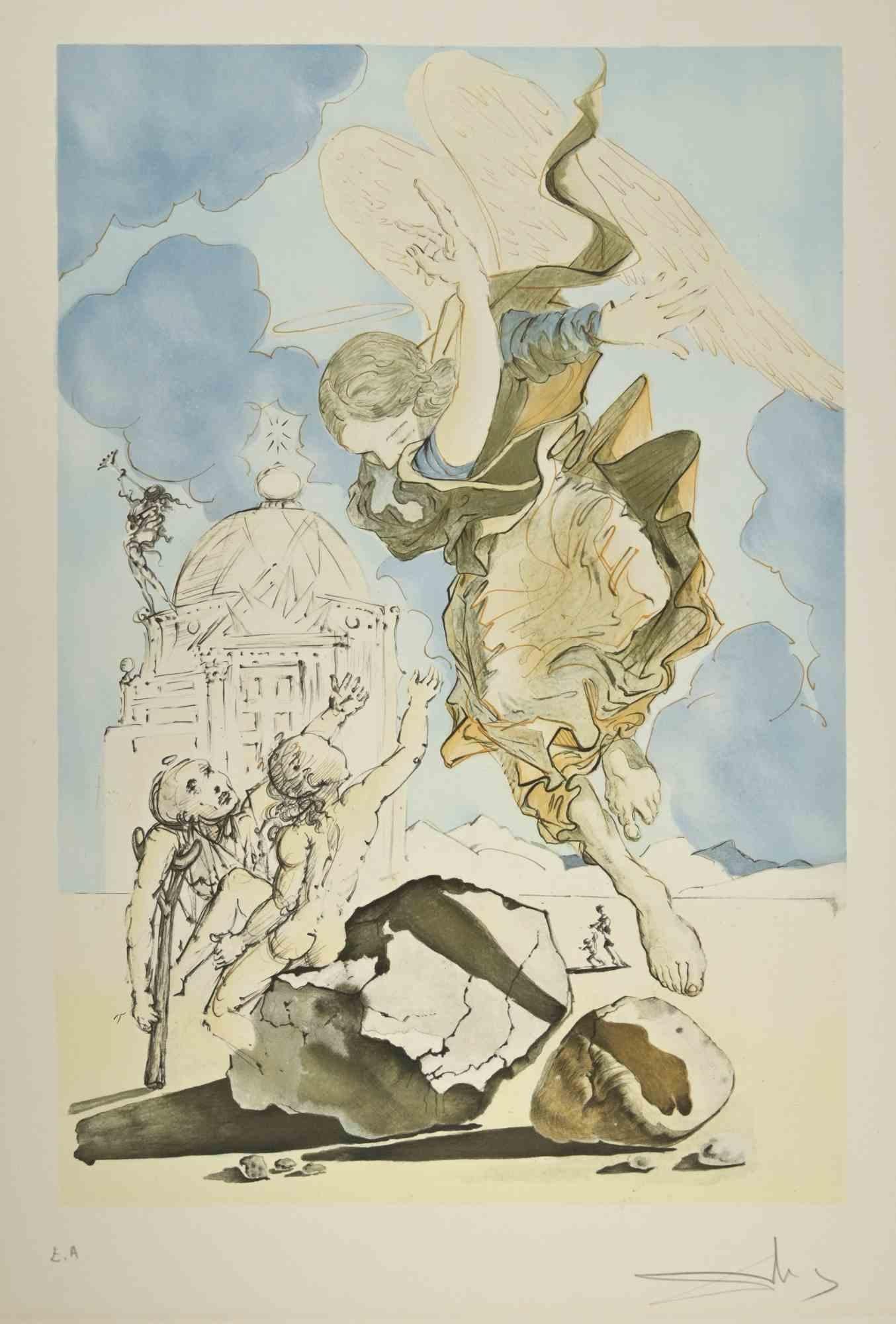 Salvador Dalí Figurative Print - The Archangel Raphael - Lithograph - 1980s