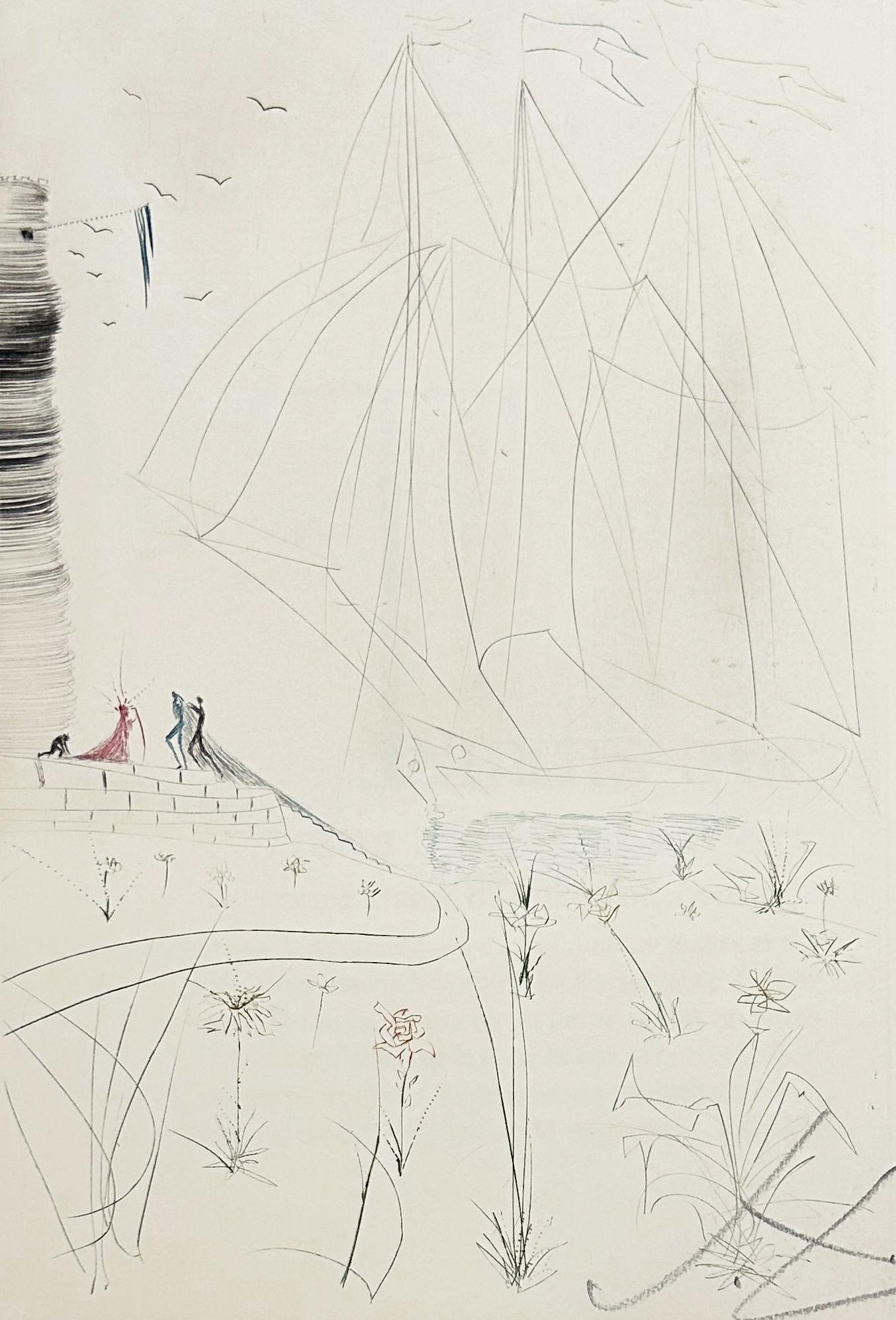 Salvador Dalí Abstract Print - The Arrival of Iseult, from Tristan and Iseult