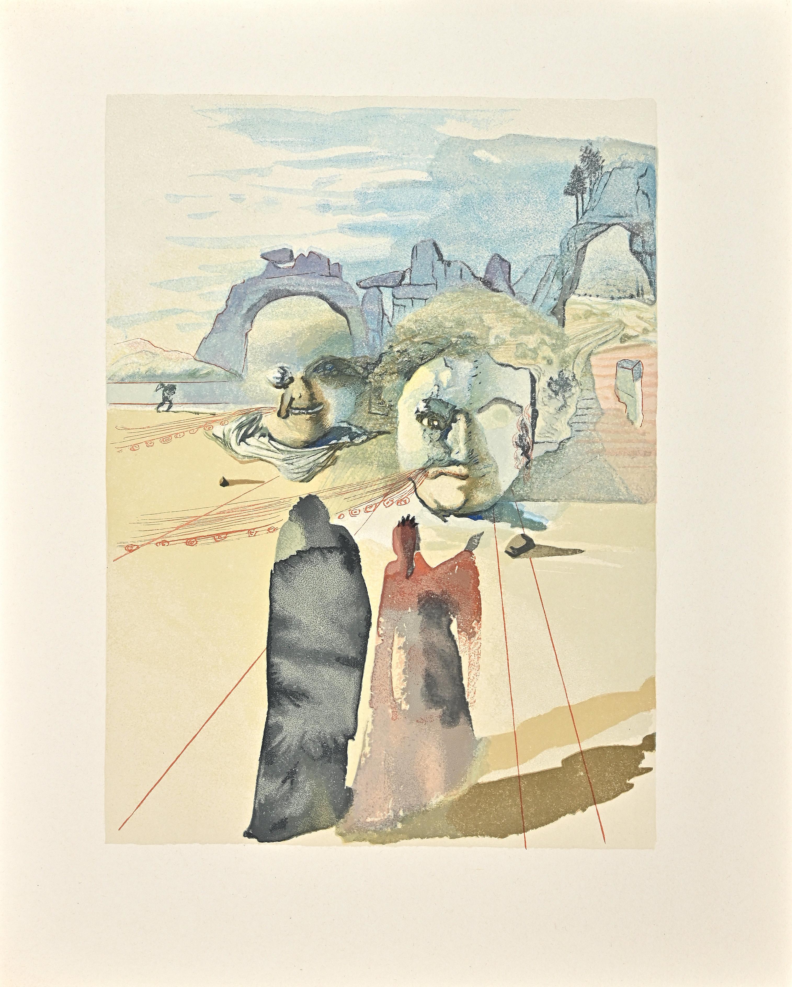 Salvador Dalí Figurative Print - The Avaricious - Woodcut Print attir. to Salvador Dali
