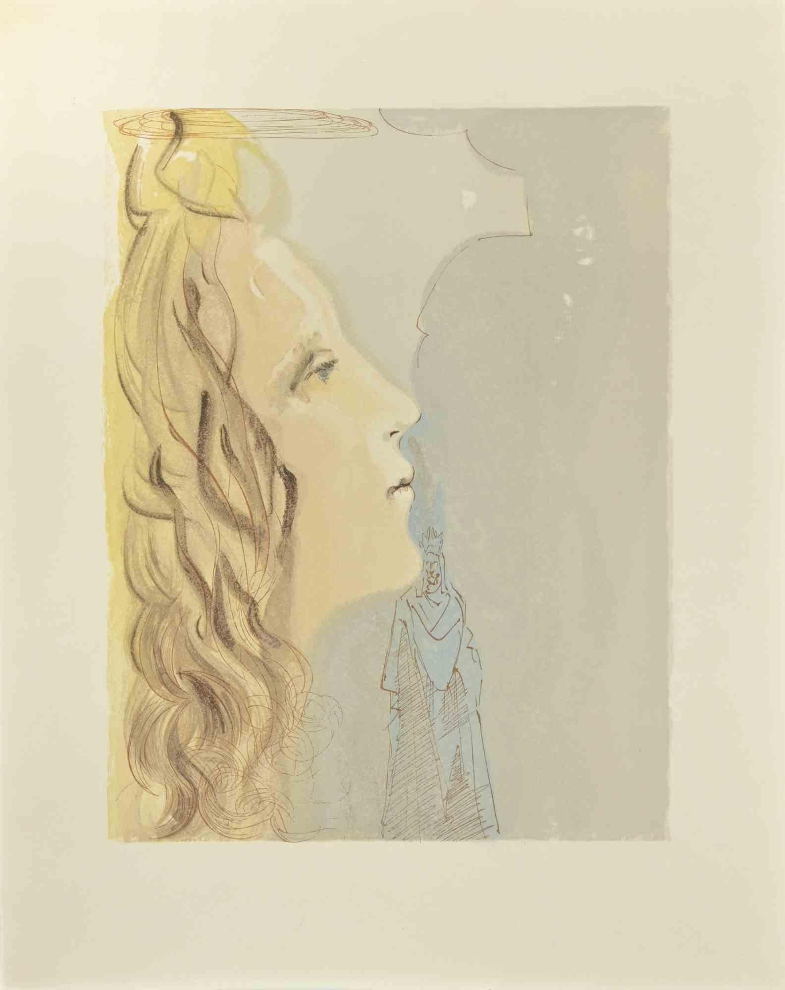 Salvador Dalí Figurative Print – Die Schönheit von Beatrice – Die göttliche Komödie – Holzschnittdruck – 1963