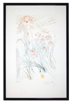« The Beloved Feeds between the Lilies » (Les aliments bien-aimés entre les lys) - Gravure attribuée à S.Dal - 1971
