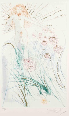 Die Geliebte nährt sich zwischen den Lilien - Lithographie - 1971