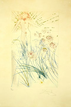 The Beloved Feeds between the Lilies - Original Etching by S. Dalì - 1971