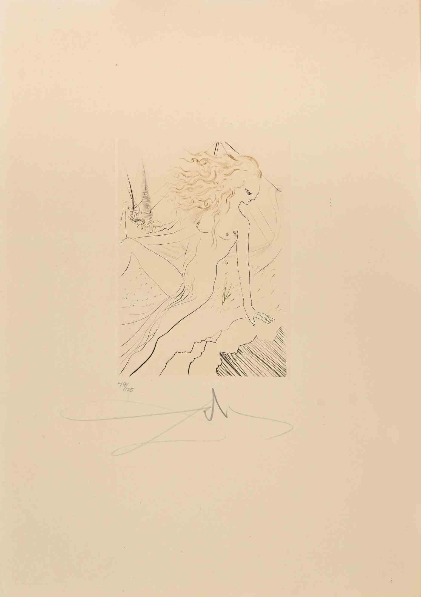 Salvador Dalí Print - The Betrothed of the King  - Etching and drypoint - 1972