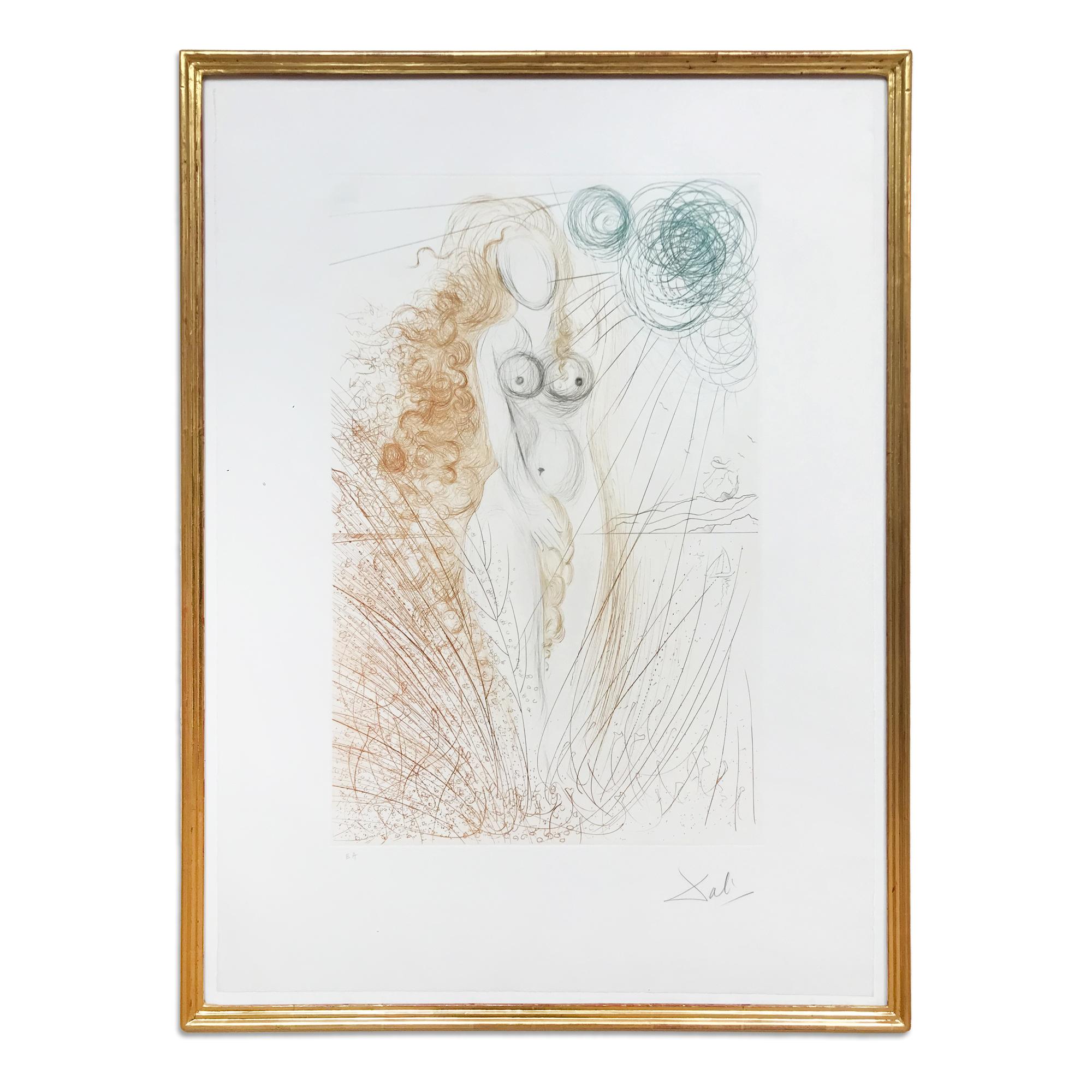 Salvador Dalí Figurative Print – The Birth of Venus, Hand Signed Etching, Surrealism, Modern Art, 20th Century