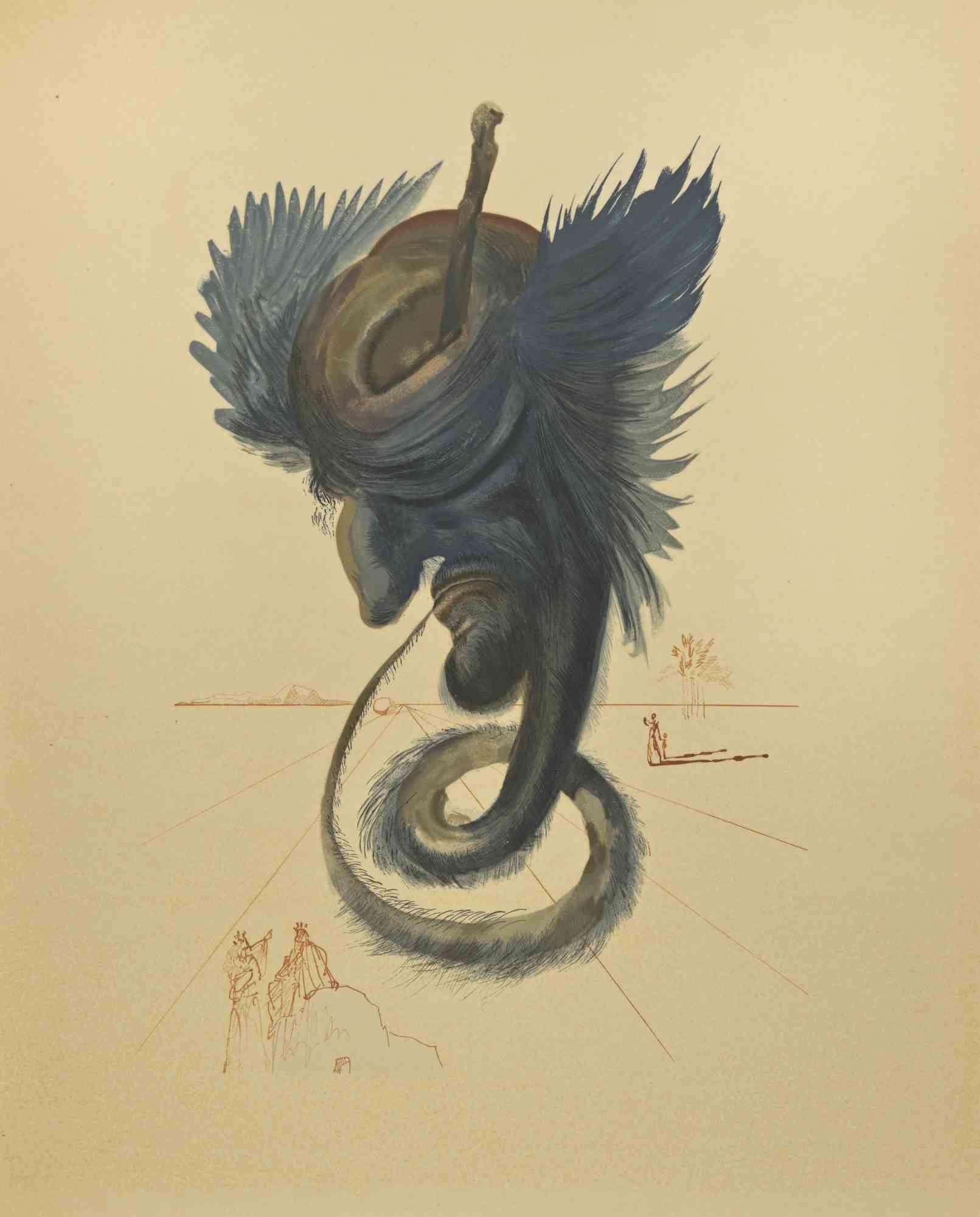 Salvador Dalí Figurative Print - The Black Cherub - Woodcut - 1963
