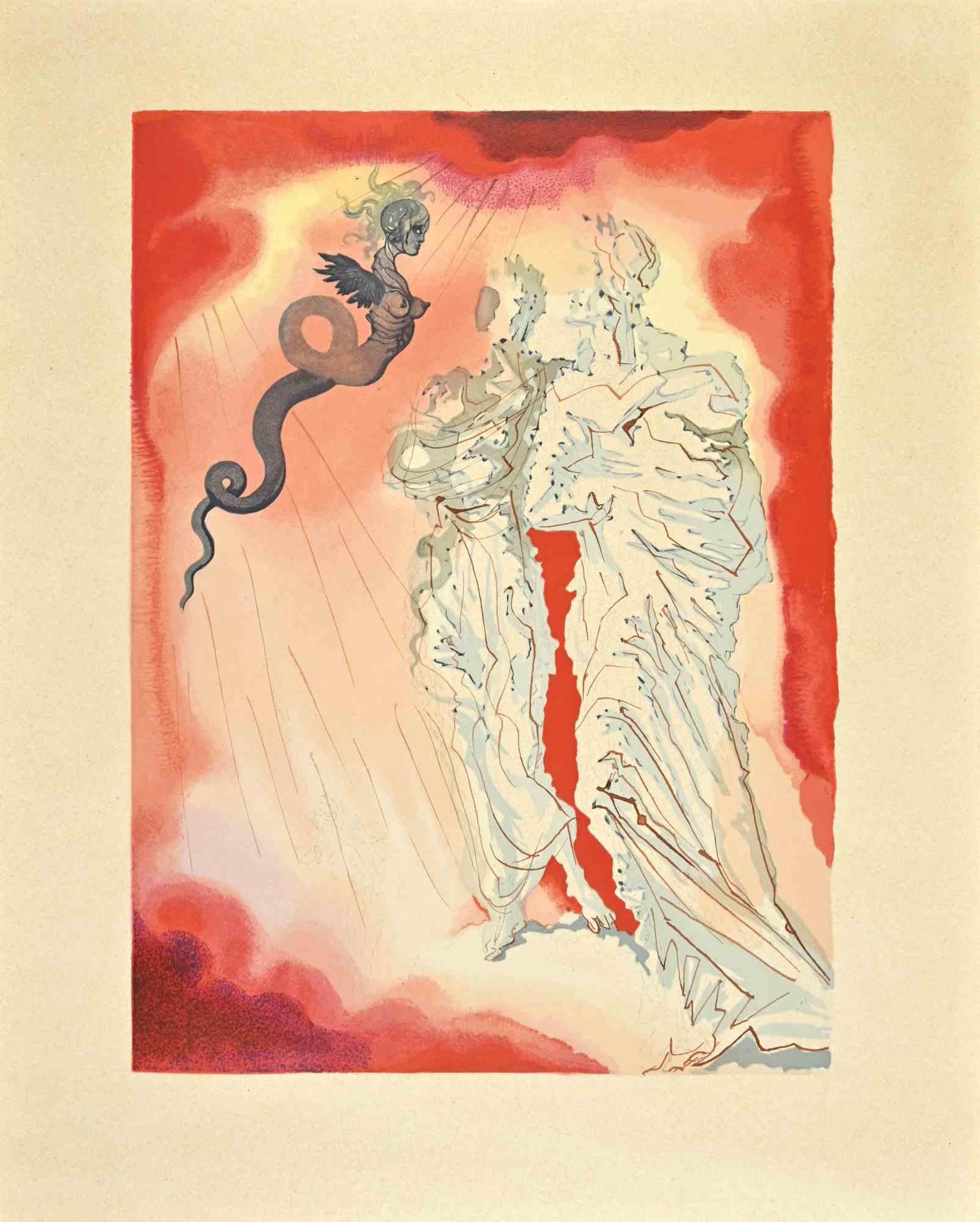 Salvador Dalí Print - The Black Devil - Woodcut print - 1963