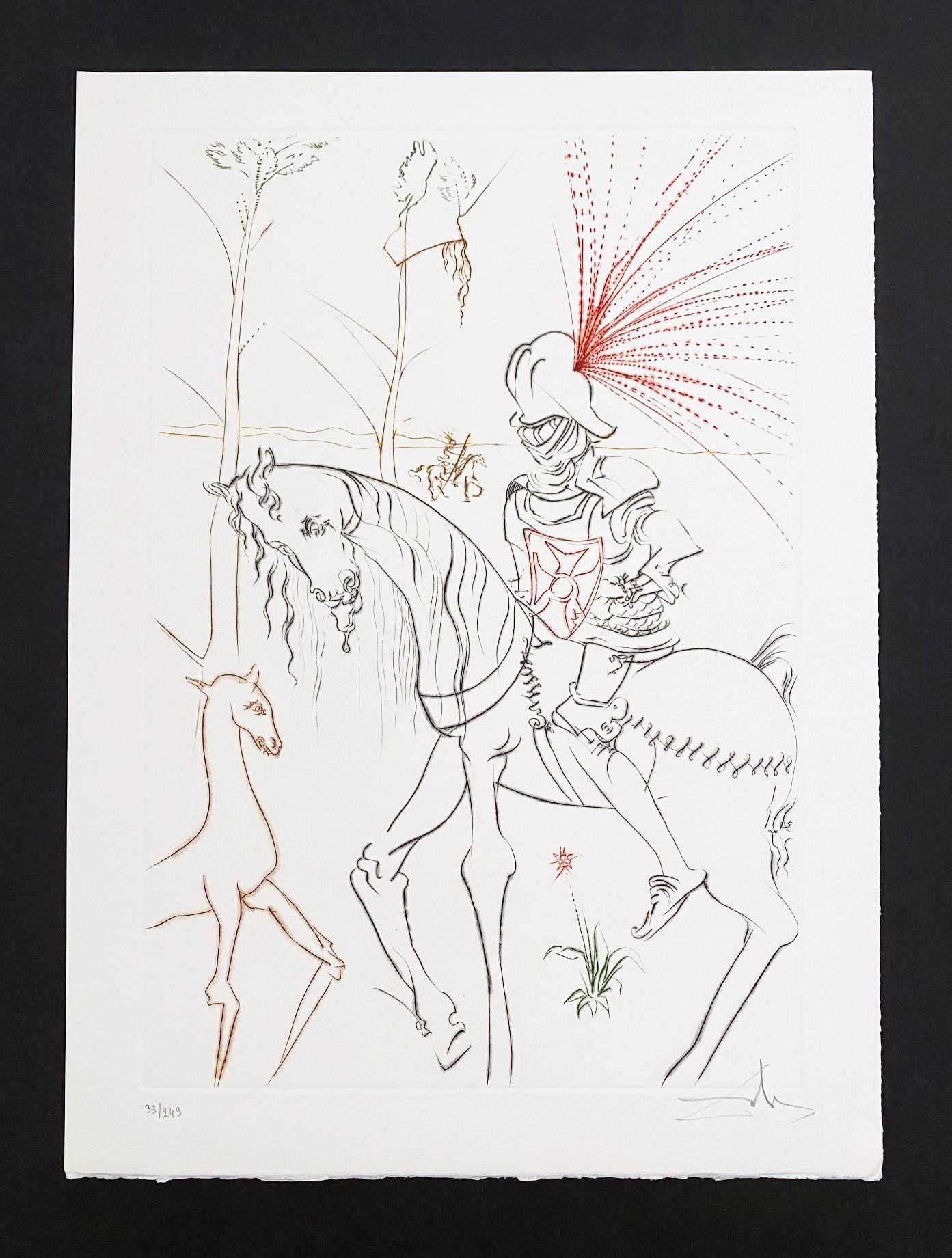Salvador Dali The Quest for the Grail The Bloody Ford
Artist: Salvador Dali
Medium: Medium Drypoint on Arches
Title: The Bloody Ford
Portfolio: The Quest for the Grail
Year: 1975
Edition: 39/249
Signed: Signed and numbered in pencil
Image Size: 15