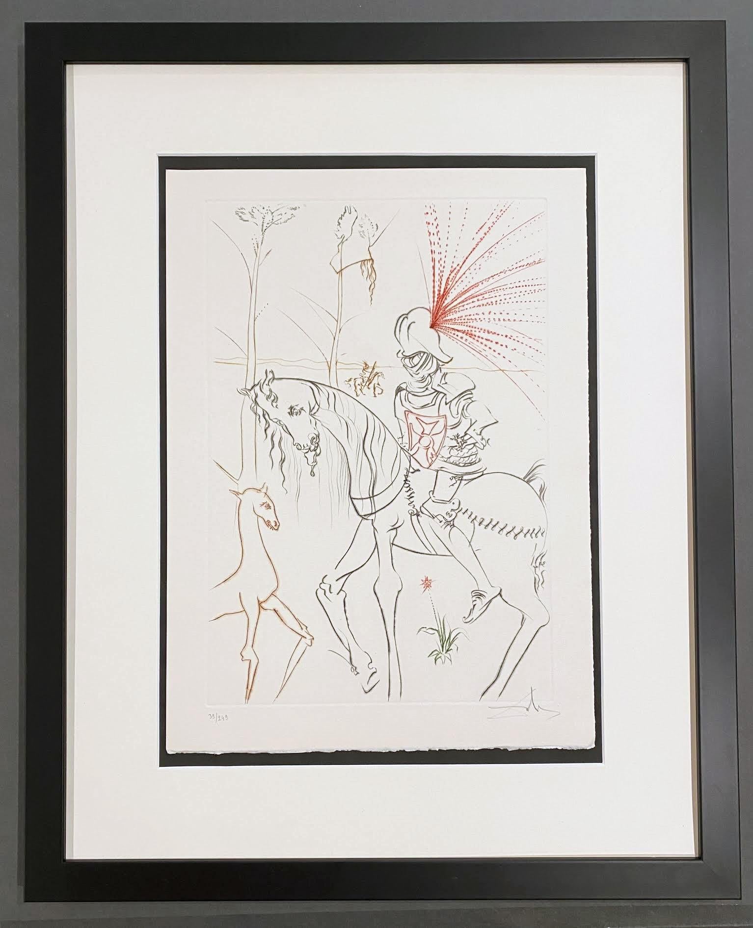 Salvador Dalí Landscape Print - The Bloody Ford, from The Quest for the Grail 