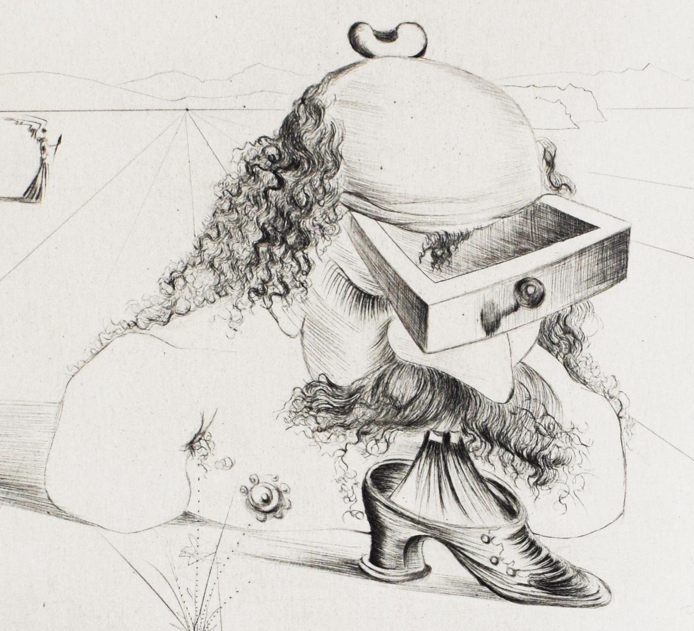 The Bureaucrat - Surrealism French Spanish - Gray Figurative Print by Salvador Dalí
