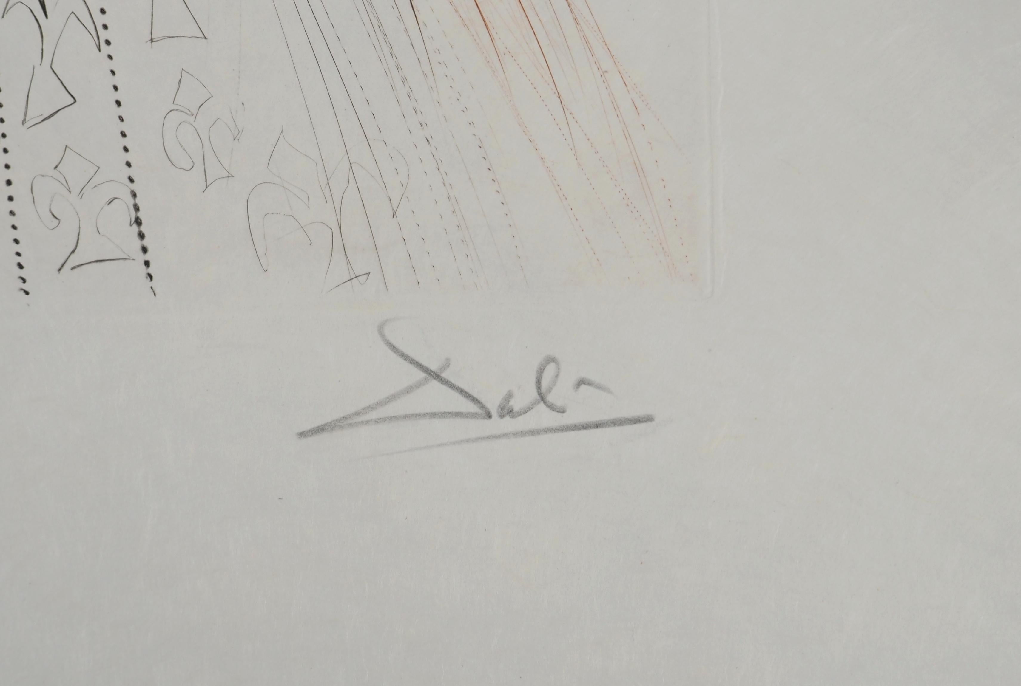 Los caballeros del Rey Arturo - Grabado original firmado a mano (Campo #70-10 M) - Print de Salvador Dalí