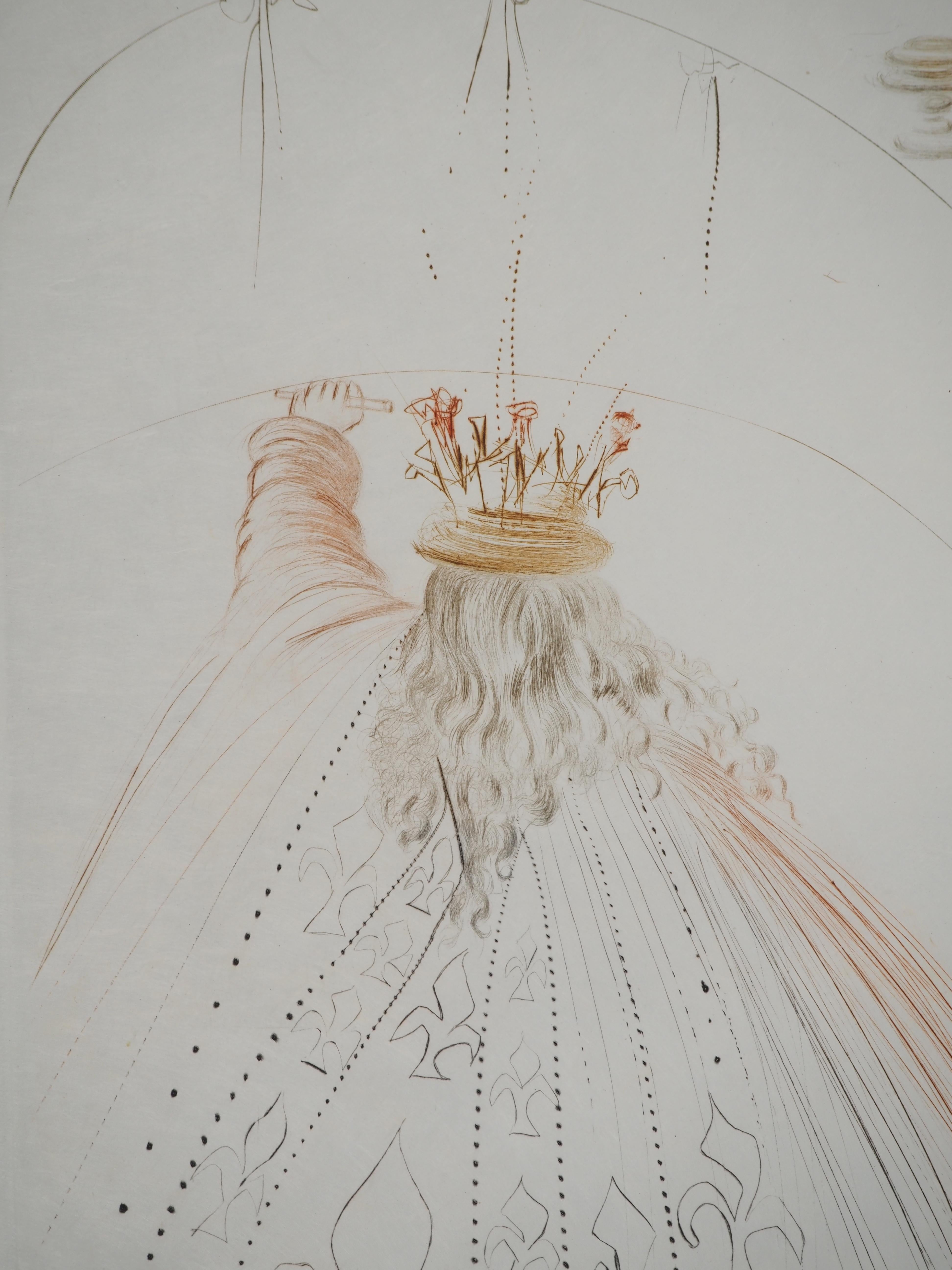 Los caballeros del Rey Arturo - Grabado original firmado a mano (Campo #70-10 M) - Figurative Print Gris de Salvador Dalí