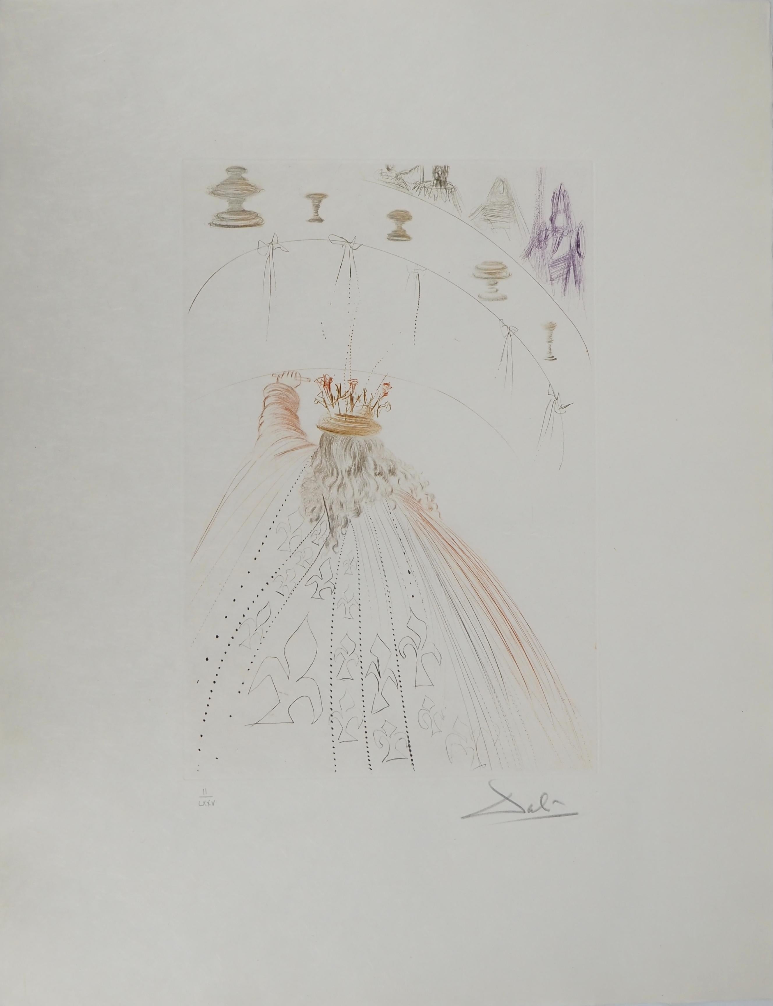 Figurative Print de Salvador Dalí - Los caballeros del Rey Arturo - Grabado original firmado a mano (Campo #70-10 M)