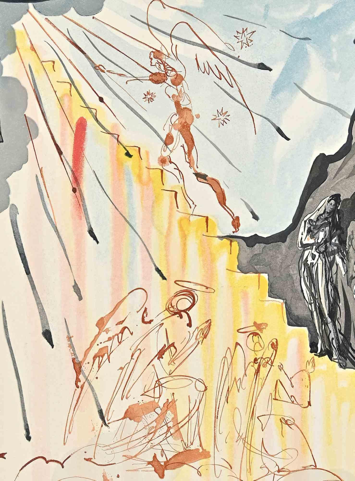 La scala celeste - Stampa xilografica - 1963 - Print di Salvador Dalí
