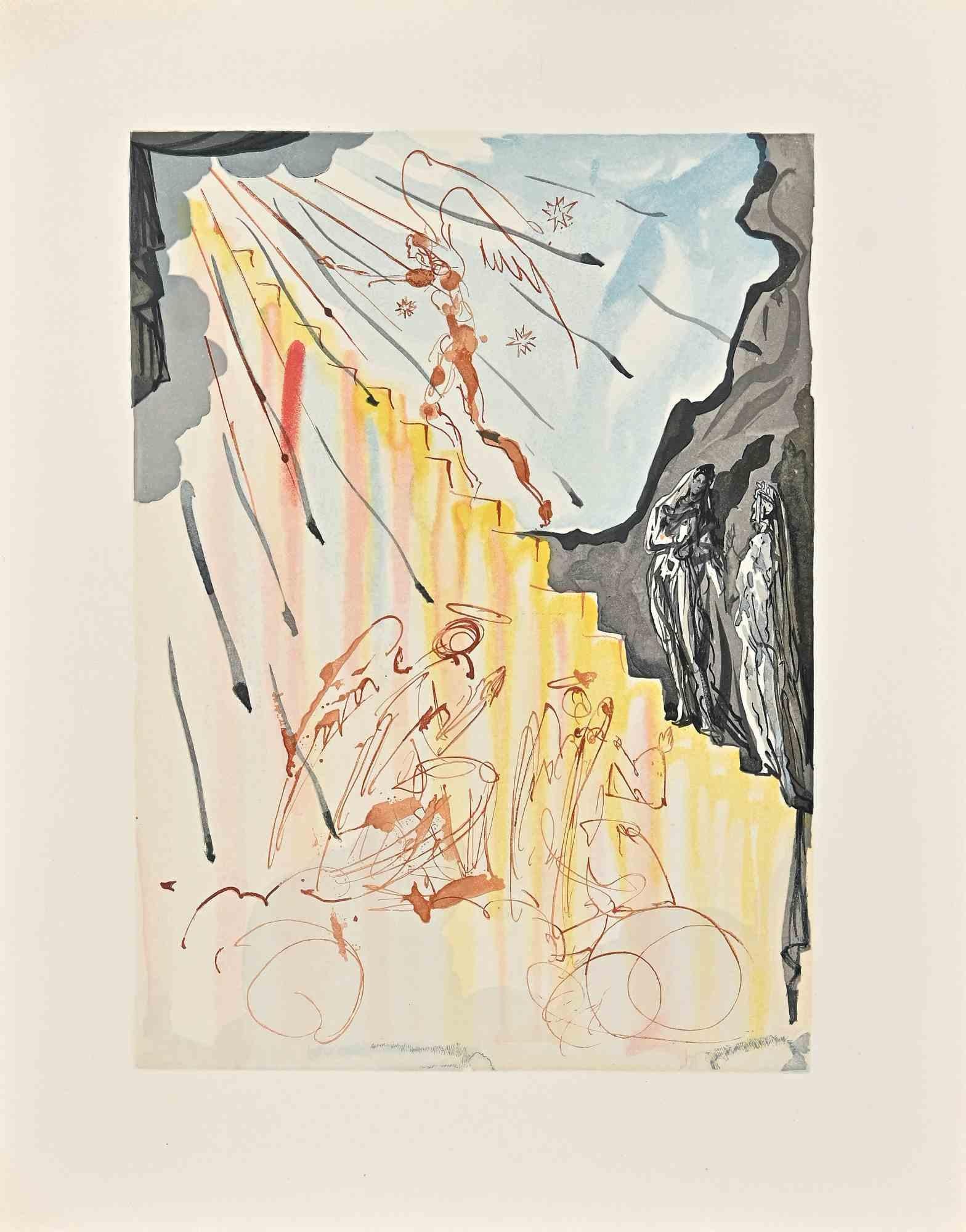 Salvador Dalí Print - The Celestial Staircase - Woodcut print - 1963