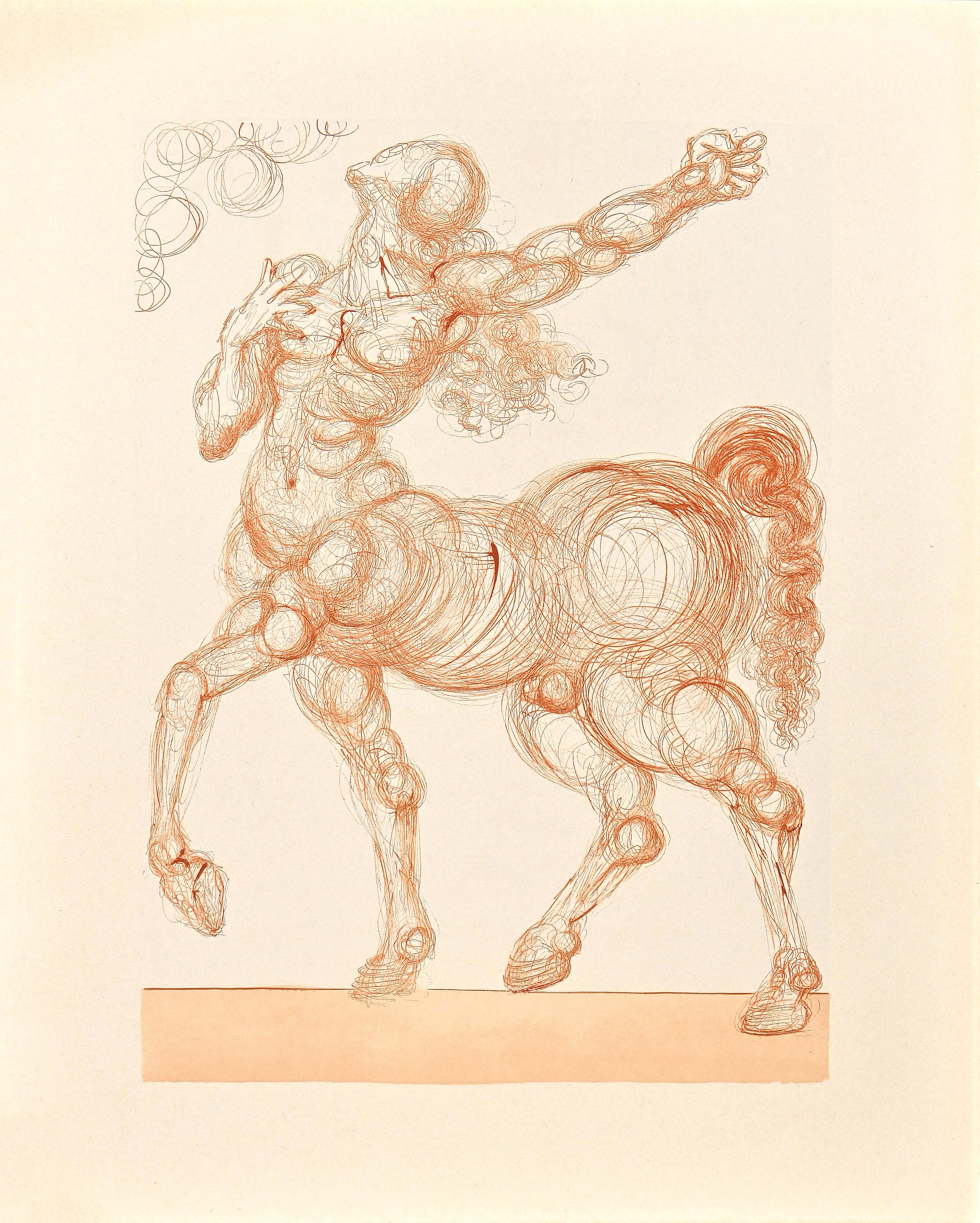Salvador Dalí Figurative Print - The Centaur - Original Woodcut attr. to Salvador Dalì - 1963