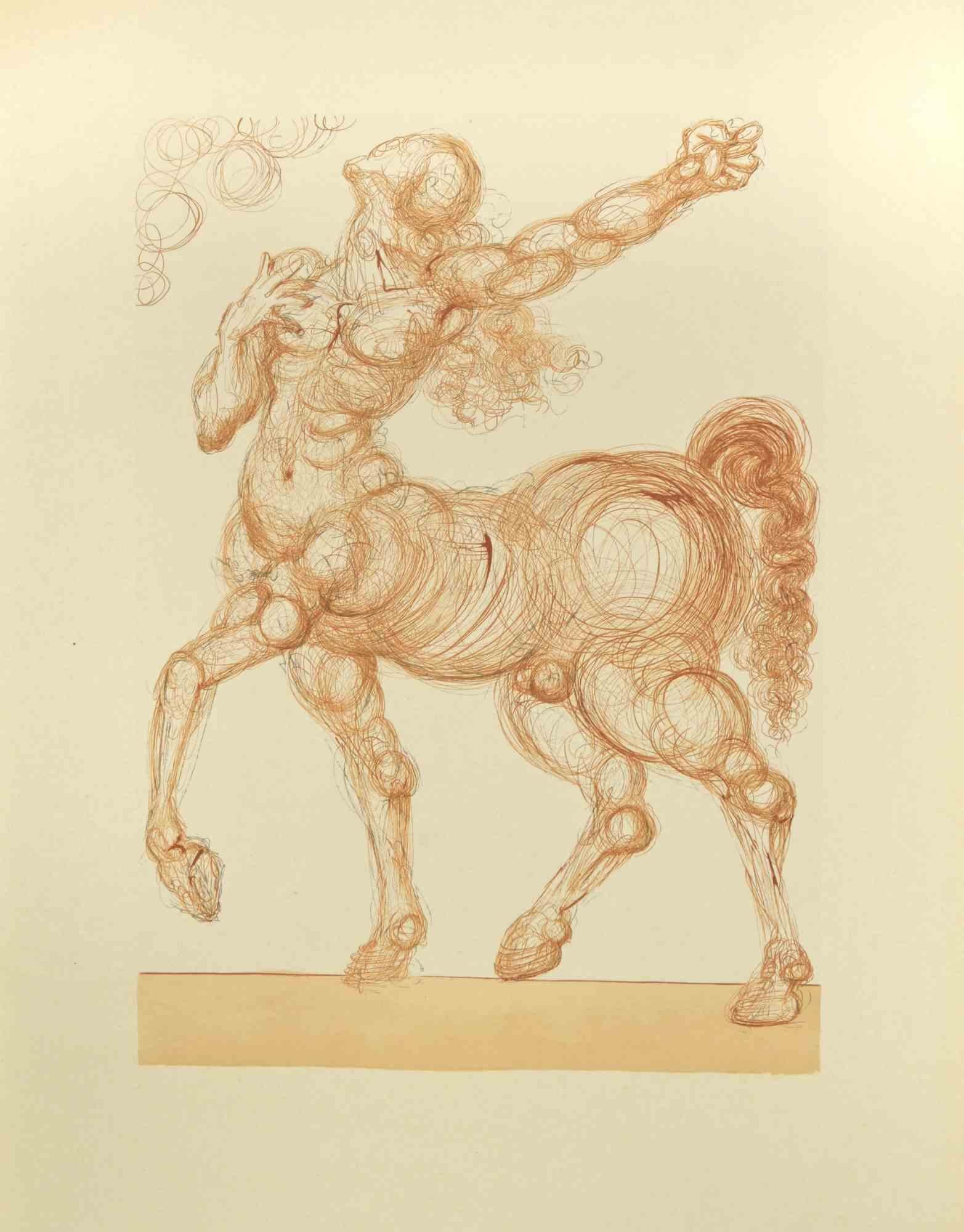 Salvador Dalí Figurative Print - The Centaur - Woodcut - 1963