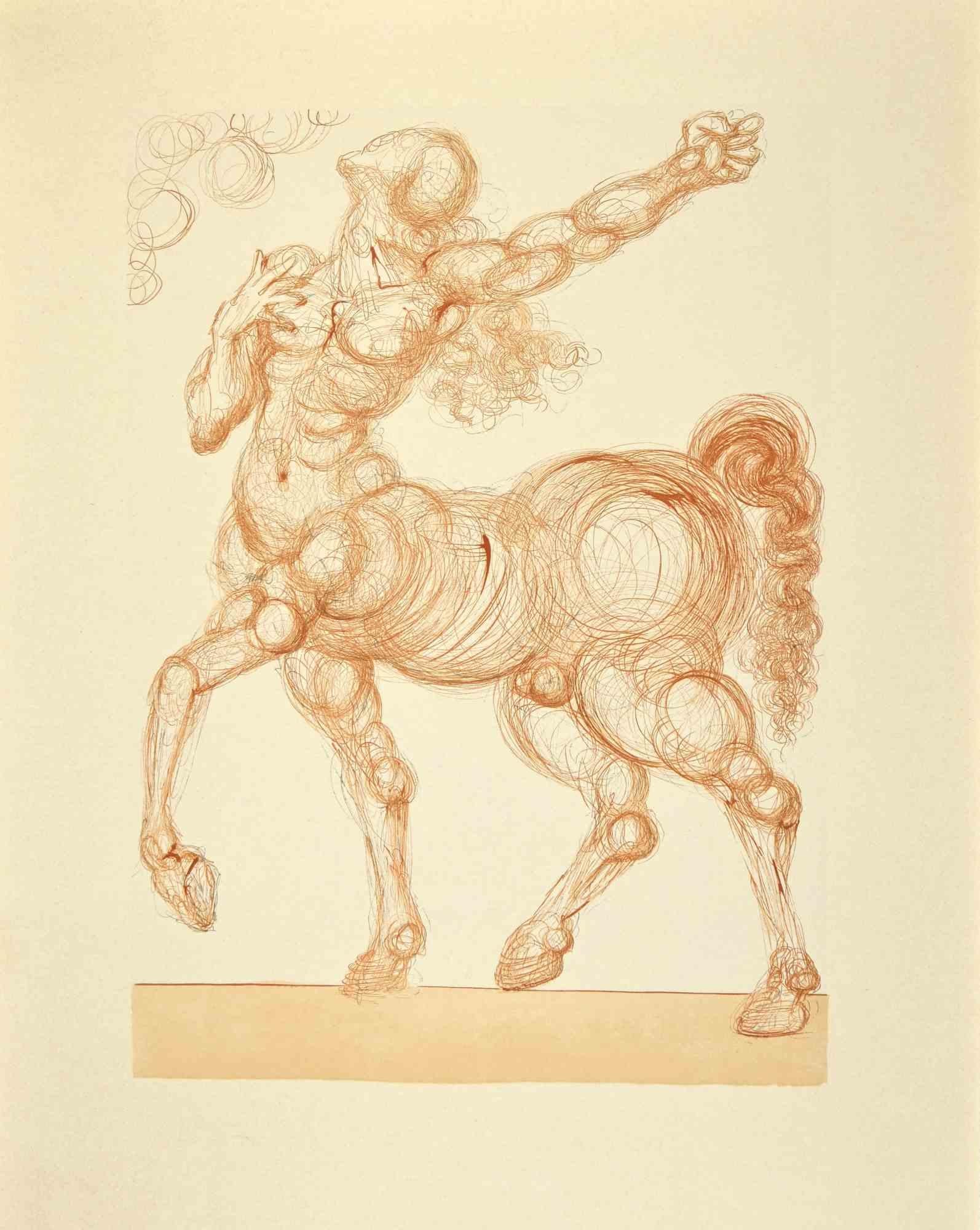 Salvador Dalí Print - The  Centaur - Woodcut print - 1963
